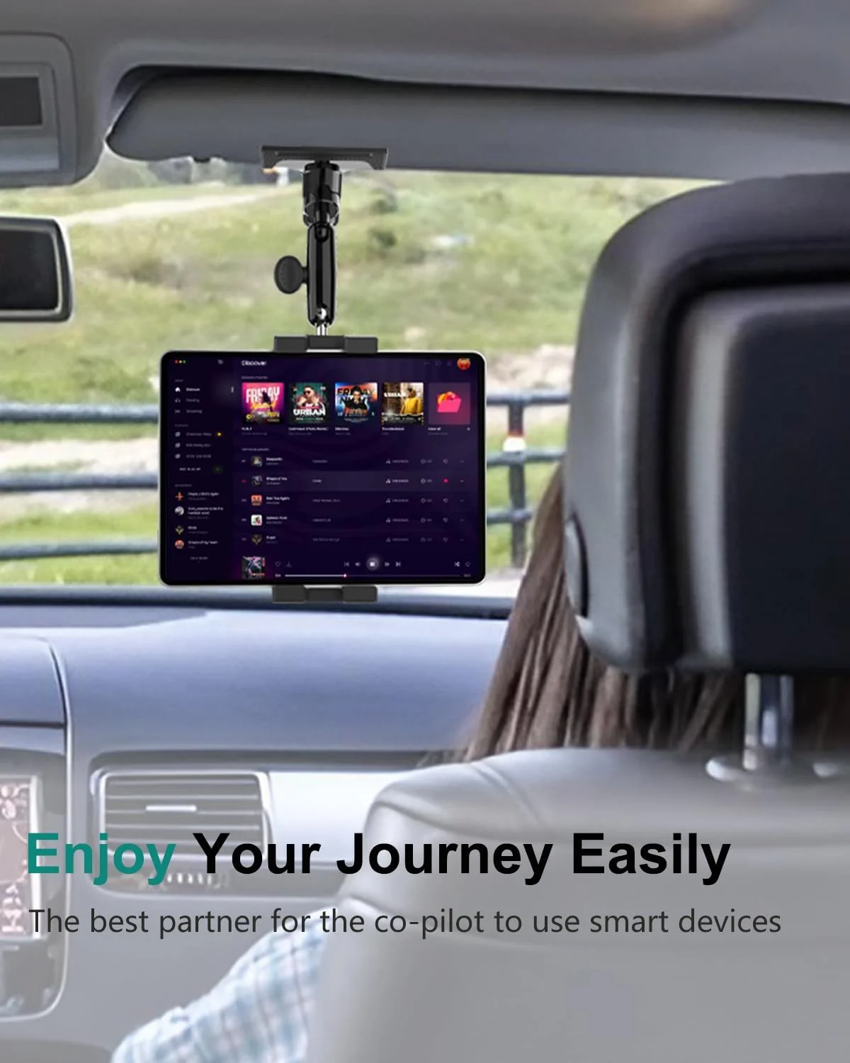 نگهدارنده تبلت آفتابگیر خودرو، گیره تلفن آفتابگیر با بازوی فلزی، گیره تبلت خودرو با قابلیت تنظیم 360 درجه با پیچ 1/4 اینچی برای آیپد پرو ایر مینی، تلفن، گلکسی زد فولد، فایر اچ دی، دوربین 4-13 اینچی