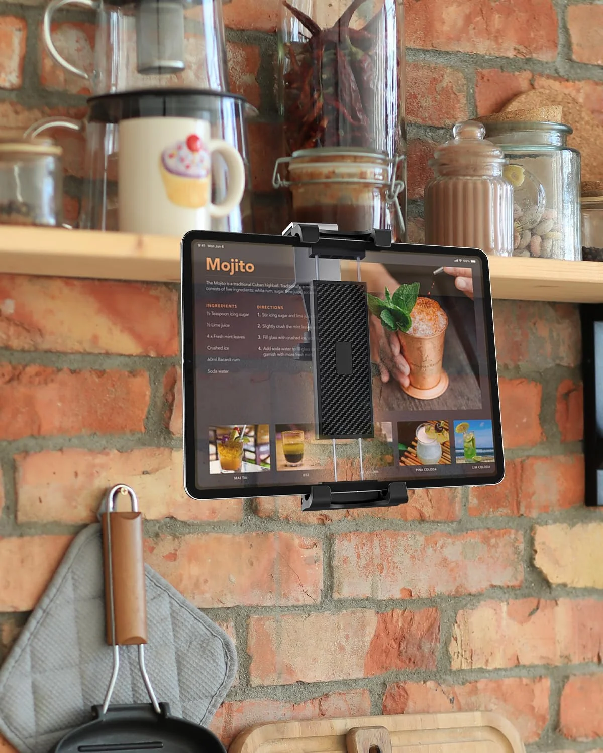 پایه نگهدارنده تبلت زیر کابینتی، پایه گیره ای آلومینیومی رومیزی مناسب برای آیپد پرو 12.9 ایر مینی، تبلت های گلکسی، سرفیس پرو/گو، آیفون، تبلت ها و دستگاه های 5.5 تا 13 اینچی