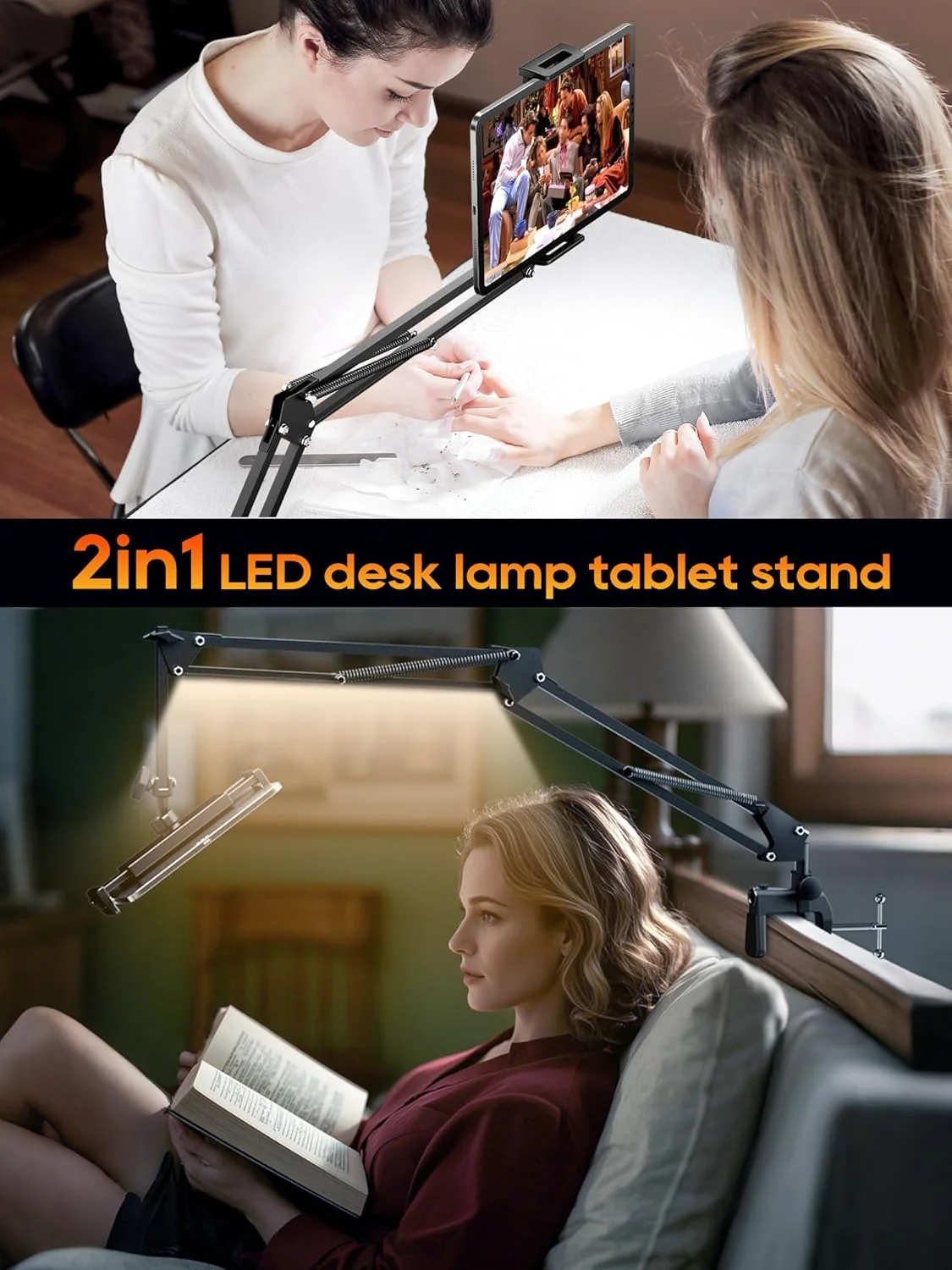 نگهدارنده تبلت (مشکی با نور، گیره برای تخته)