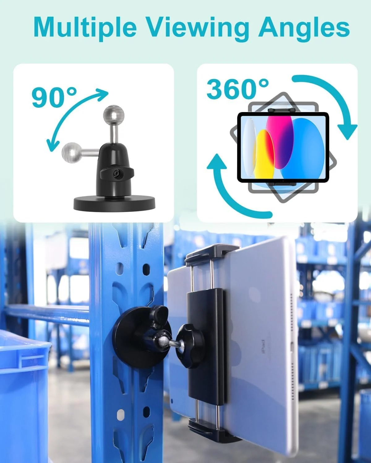نگهدارنده تبلت مغناطیسی، پایه یخچال برای آیپد، [پایه مغناطیسی قوی] مناسب برای انبار/قفسه فلزی/آشپزخانه/تخته وایت برد/باشگاه، سازگار با آیپد پرو ایر مینی 4-13 اینچی، تلفن، گلکسی زد فولد