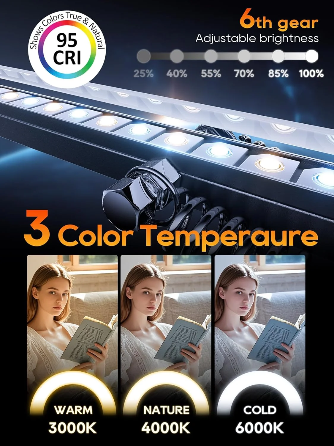 نگهدارنده تبلت (مشکی با نور، گیره برای تخته)