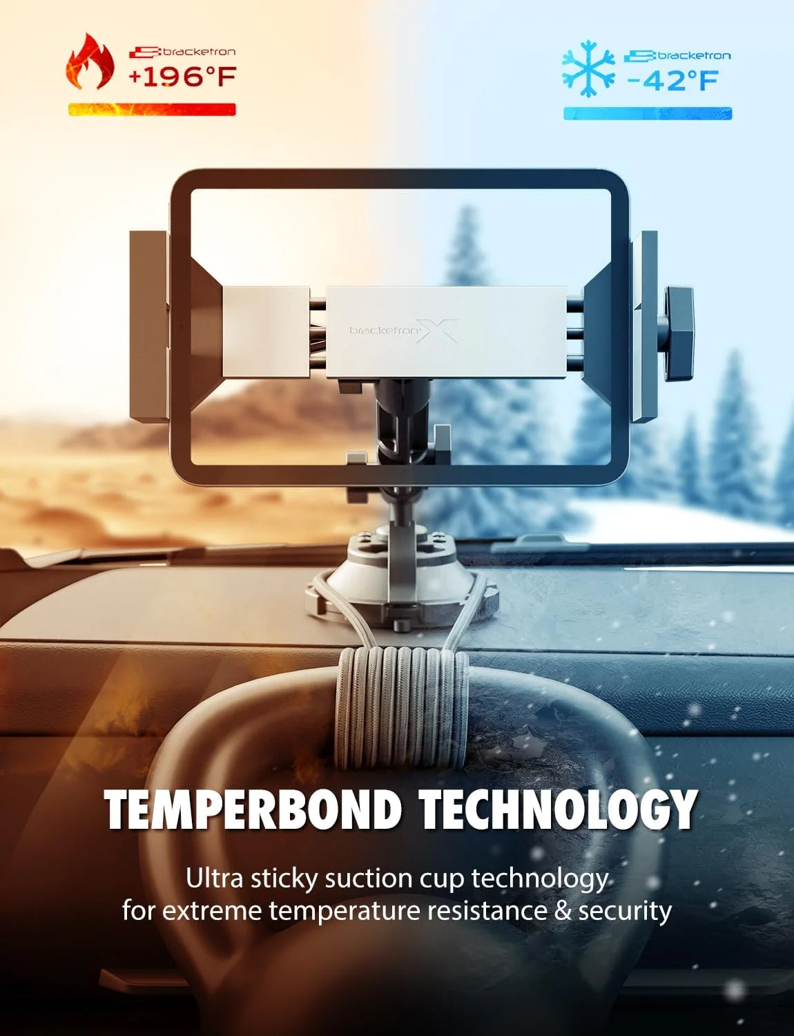 پایه نگهدارنده تبلت براکت ترون HD مدل PRO، گیره فلزی داشبورد و شیشه، نگهدارنده تبلت جهانی برای خودرو و کامیون، سازگار با تبلت ها تا عرض 10 اینچ