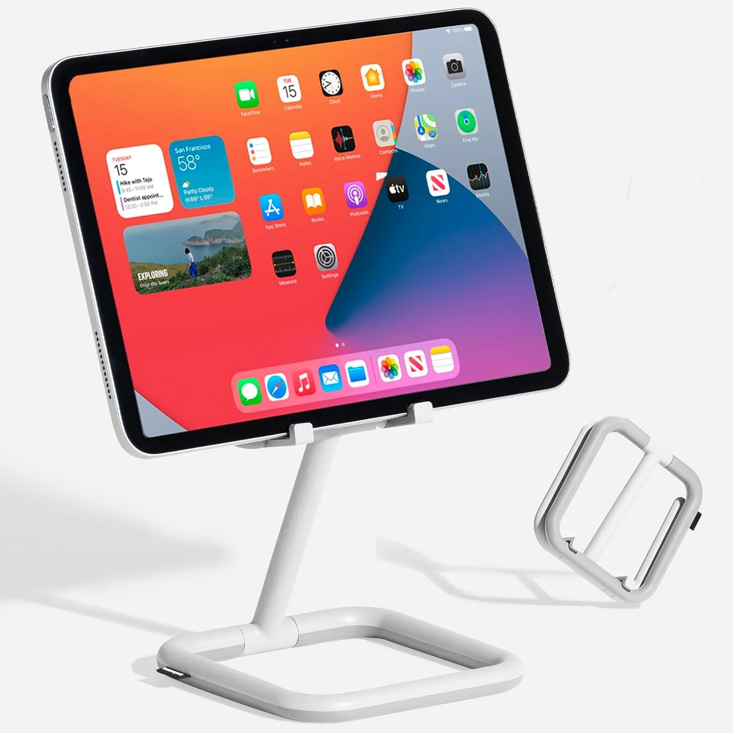 پایه آیپد Bouncepad Go برای کار و اوقات فراغت | پایه POS آیپد | پایه تبلت و آیپد قابل تنظیم | سازگار با تمام مدل های تبلت و آیپد | پایه ثبت آیپد | سفید