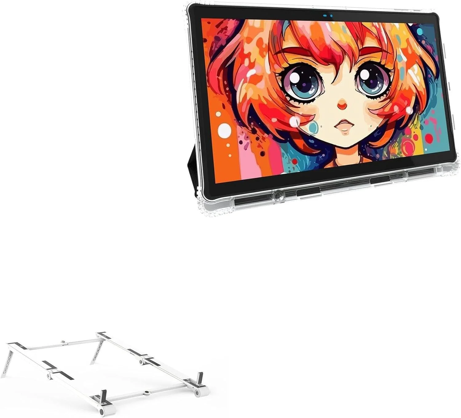 پایه و نگهدارنده باکس ویو سازگار با Simbans PicassoTab X14 (14.1 اینچ) - پایه آلومینیومی جیبی 3 در 1، پایه قابل حمل با قابلیت تنظیم زاویه دید چندگانه - نقره ای متالیک