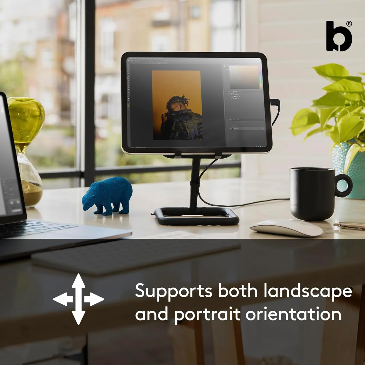 پایه آیپد Bouncepad Go برای کار و اوقات فراغت | پایه POS آیپد | پایه تبلت و آیپد قابل تنظیم | سازگار با تمام مدل های تبلت و آیپد | پایه ثبت آیپد | سفید