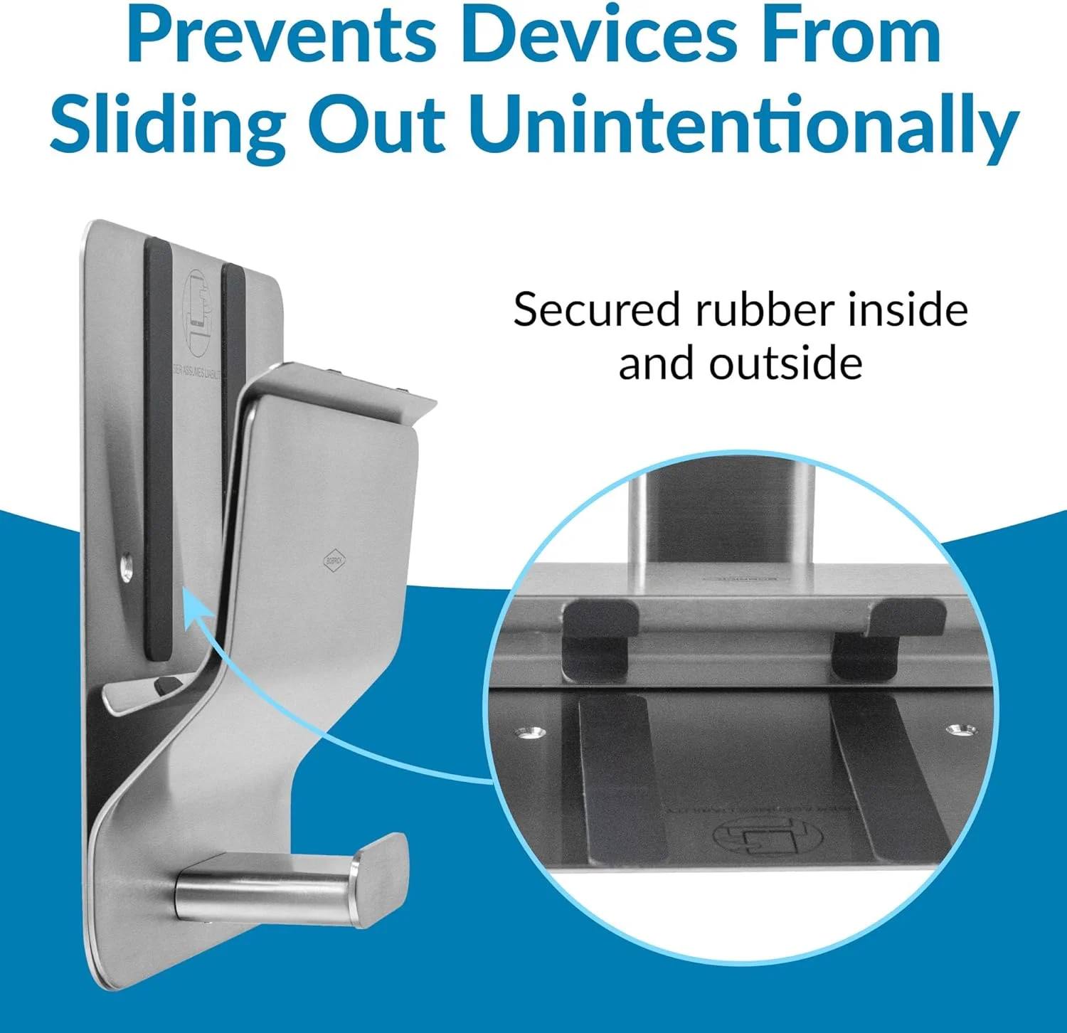 نگهدارنده دستگاه موبایل Bobrick Klutch – نصب دیواری، فولاد ضد زنگ مقاوم در برابر سرقت، روکش ساتن یا مشکی مات، سازگار با ADA، نوارهای لاستیکی ایمن، مناسب برای لپتاپ و تبلت، نصب آسان و بادوام نگهدارنده دستگاه موبایل Bobrick Klutch – نصب دیواری، فولاد ضد زنگ مقاوم در برابر سرقت، روکش ساتن یا مشکی مات، سازگار با ADA، نوارهای لاستیکی ایمن، مناسب برای لپتاپ و تبلت، نصب آسان و بادوام
