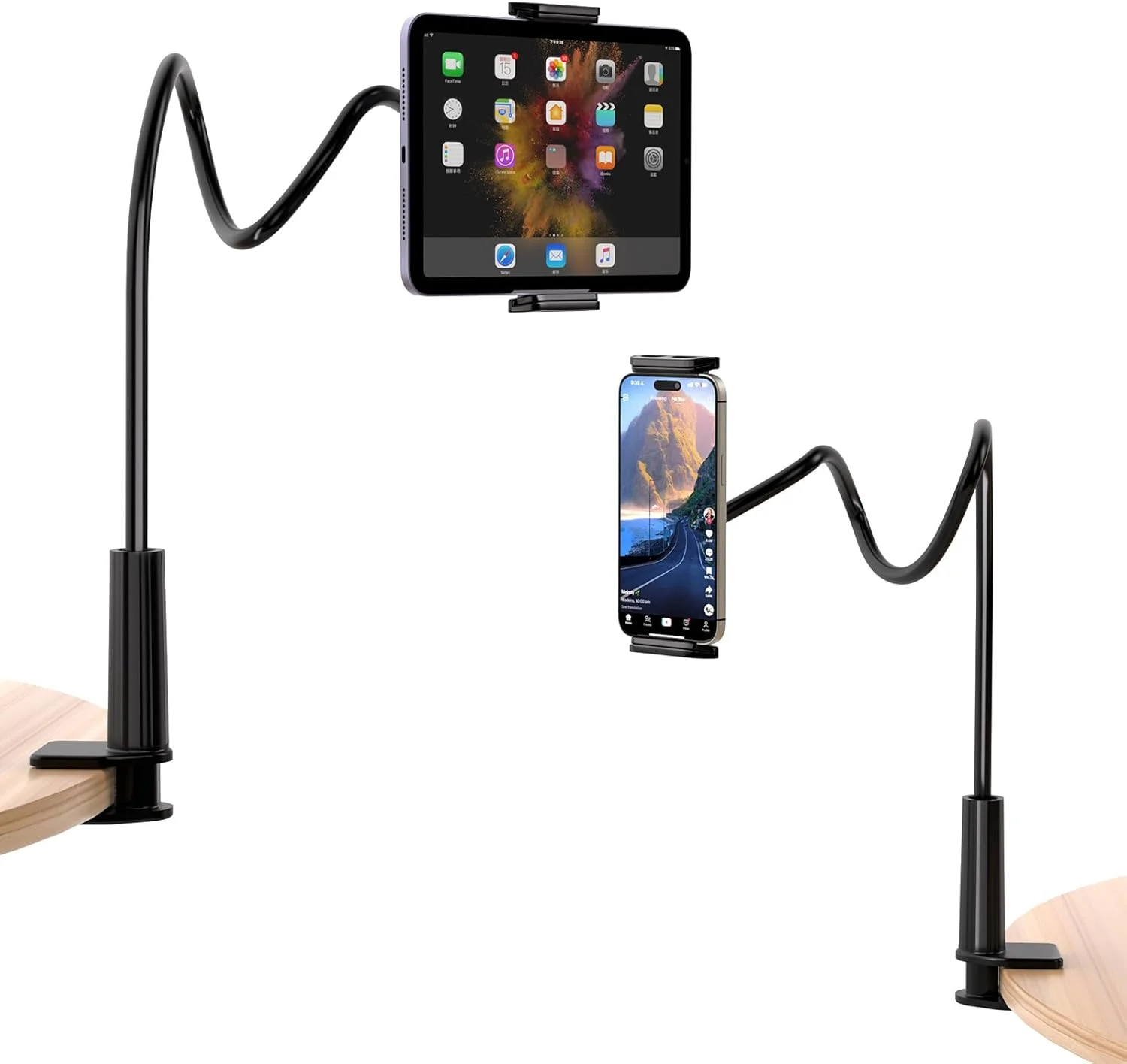 پایه نگهدارنده گوشی موبایل گردن غازی، پایه بازوی بلند انعطاف پذیر برای میز، گیره پایه نگهدارنده جهانی برای تخت، سازگار با آیفون 16 پرو مکس 15 14 پلاس و سایر گوشی های موبایل 4.0-6.5 اینچی پایه نگهدارنده گوشی موبایل گردن غازی، پایه بازوی بلند انعطاف پذیر برای میز، گیره پایه نگهدارنده جهانی برای تخت، سازگار با آیفون 16 پرو مکس 15 14 پلاس و سایر گوشی های موبایل 4.0-6.5 اینچی