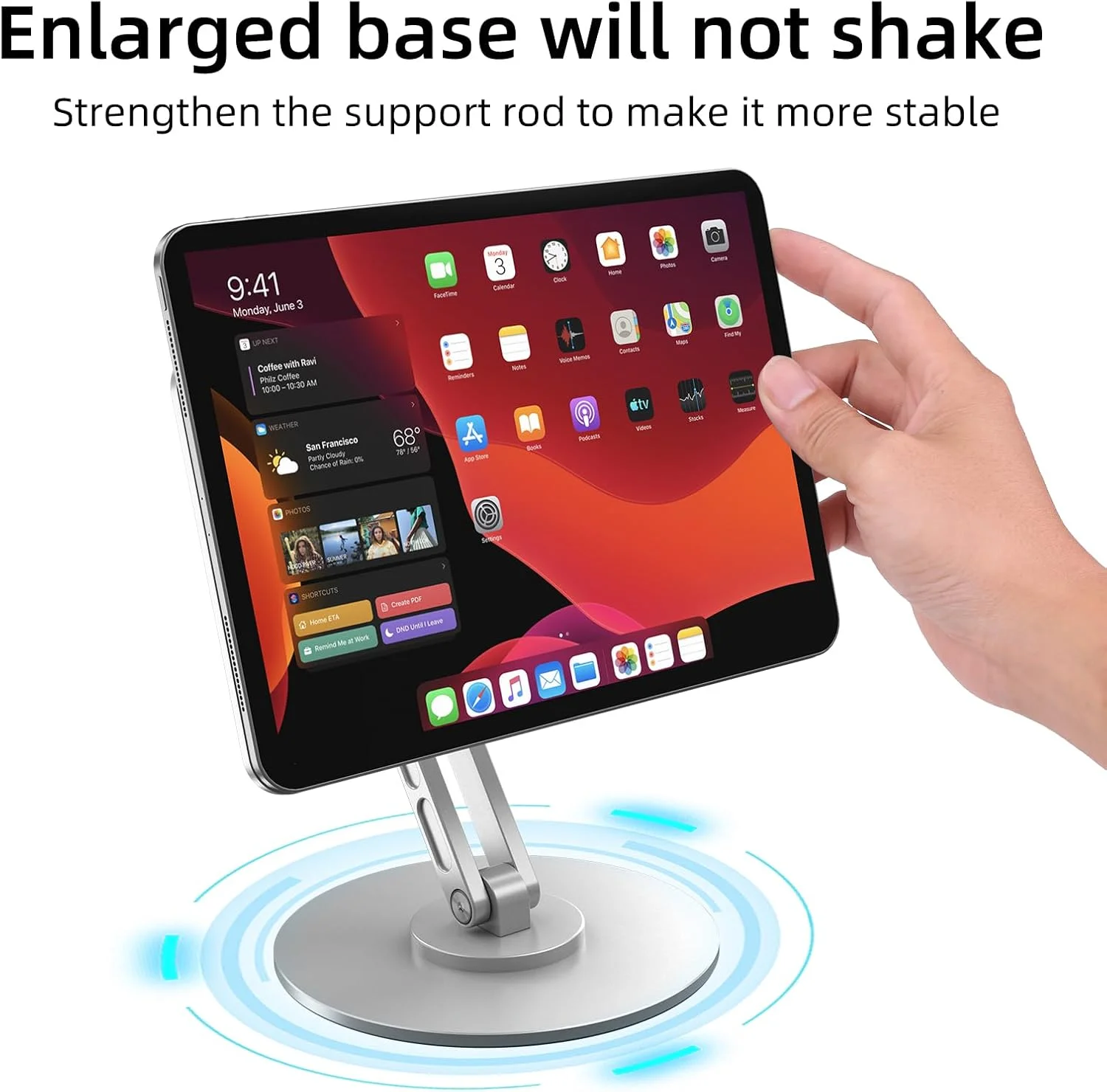 پایه تبلت مغناطیسی مناسب برای آیپد پرو ۱۳ اینچ M4 (۲۰۲۴)، پایه آیپد تاشو قابل تنظیم با چرخش ۳۶۰ درجه، خاکستری