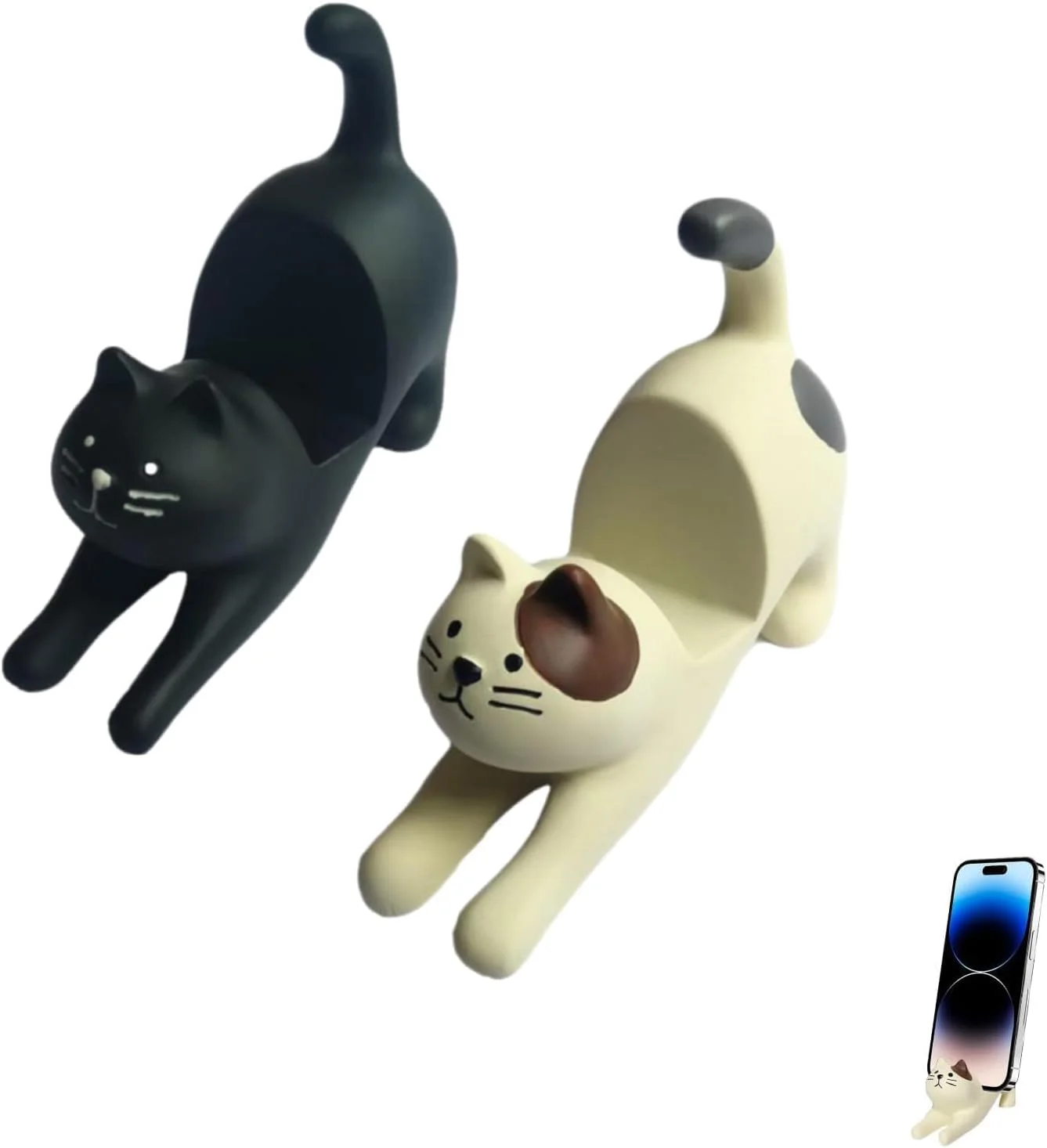 پایه تلفن رومیزی، 2 عدد نگهدارنده تلفن هوشمند، دکور گربه ای زیبا برای میز کار پایه تلفن رومیزی، 2 عدد نگهدارنده تلفن هوشمند، دکور گربه ای زیبا برای میز کار