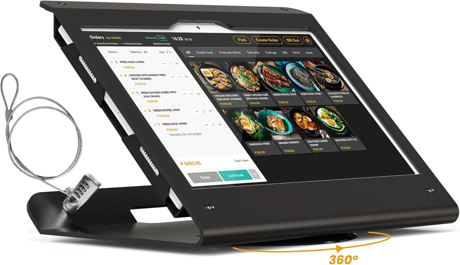 پایه تبلت سازگار با سامسونگ گلکسی تب A8 - فولاد سنگین با پایه چرخان 360 درجه و قفل کابل ضد سرقت مدل BSC102BG پایه تبلت سازگار با سامسونگ گلکسی تب A8 - فولاد سنگین با پایه چرخان 360 درجه و قفل کابل ضد سرقت مدل BSC102BG