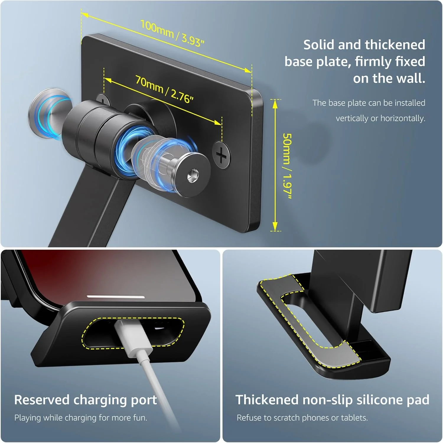 نگهدارنده دیواری تبلت BEWISER، چرخش 360 درجه انعطاف پذیر، ارتفاع و زاویه قابل تنظیم، بازوی بلند آلیاژ آلومینیوم تاشو سازگار با تلفن و تبلت 4.7-12.9 اینچی در آشپزخانه یا دفتر (خاکستری فضایی)… نگهدارنده دیواری تبلت BEWISER، چرخش 360 درجه انعطاف پذیر، ارتفاع و زاویه قابل تنظیم، بازوی بلند آلیاژ آلومینیوم تاشو سازگار با تلفن و تبلت 4.7-12.9 اینچی در آشپزخانه یا دفتر (خاکستری فضایی)…
