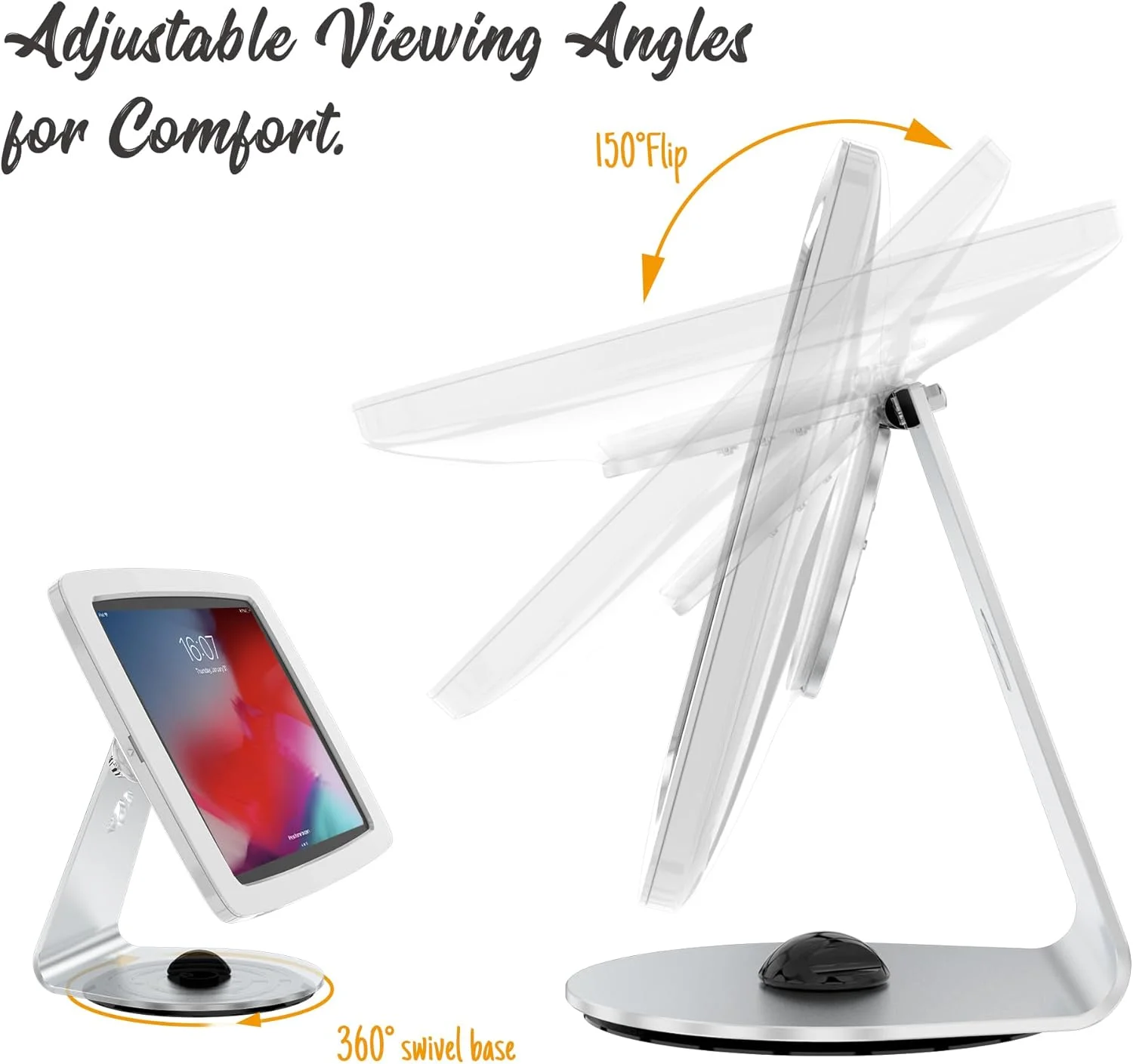 پایه کیوسک تبلت رومیزی با قفل - چرخان سازگار با آیپد 10.9 اینچی نسل 10، پرو 11 اینچی نسل 1 2 3 4، ایر 4 5، ایر 11 اینچی، آیپد 11 اینچی (A16) - BSC109WA