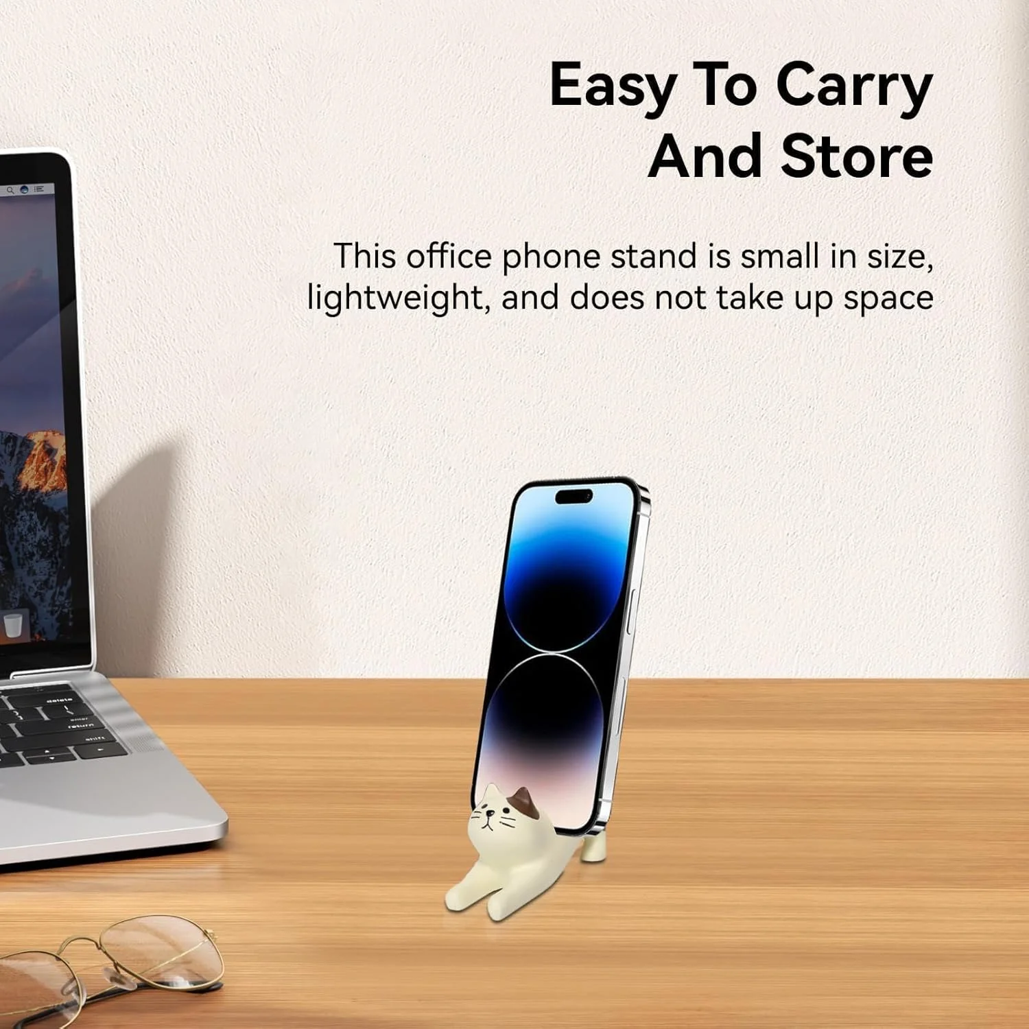 پایه تلفن رومیزی، 2 عدد نگهدارنده تلفن هوشمند، دکور گربه ای زیبا برای میز کار