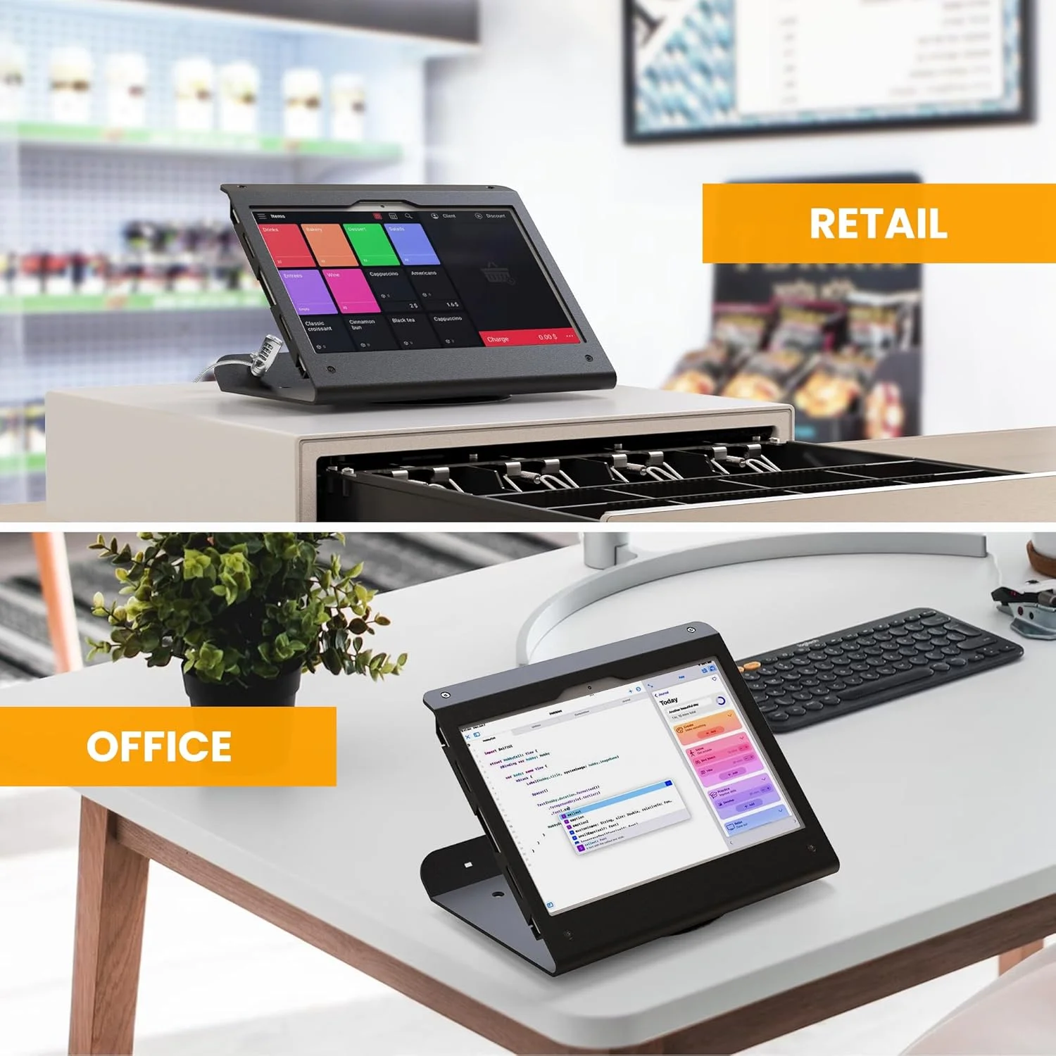 پایه تبلت سازگار با تبلت 11 اینچی سامسونگ گلکسی تب A9+ - فولاد سنگین با پایه چرخان 360 درجه و قفل کابل ضد سرقت مدل BSC102BJ