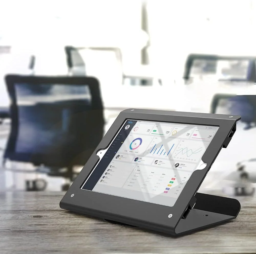 پایه کیوسک تبلت سازگار با آیپد 10.2 اینچی نسل 7، 8 و 9 با پایه چرخان 360 درجه