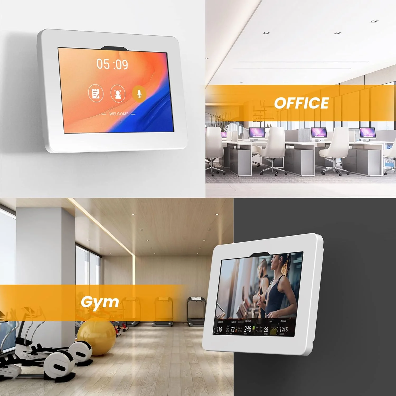 پایه دیواری تبلت سازگار با سامسونگ گلکسی تب S9 و S9 FE، تمام فلزی، قفل ضد سرقت و پایه تبلت قابل تنظیم