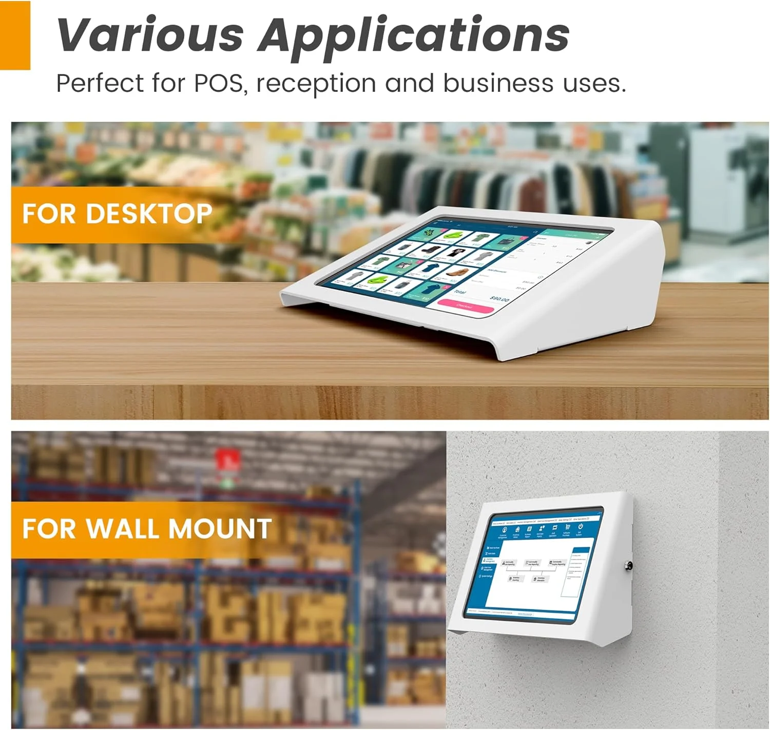 پایه آیپد سنگین و پایه دیواری 2 در 1، تمام فولادی با قفل و کلید، 20 درجه شیب - سازگار با آیپد نسل 10 (10.9 اینچ)، پرو 11 اینچ، ایر 4/5 (10.9 اینچ)، ایر 11 اینچ، A16 11 اینچ