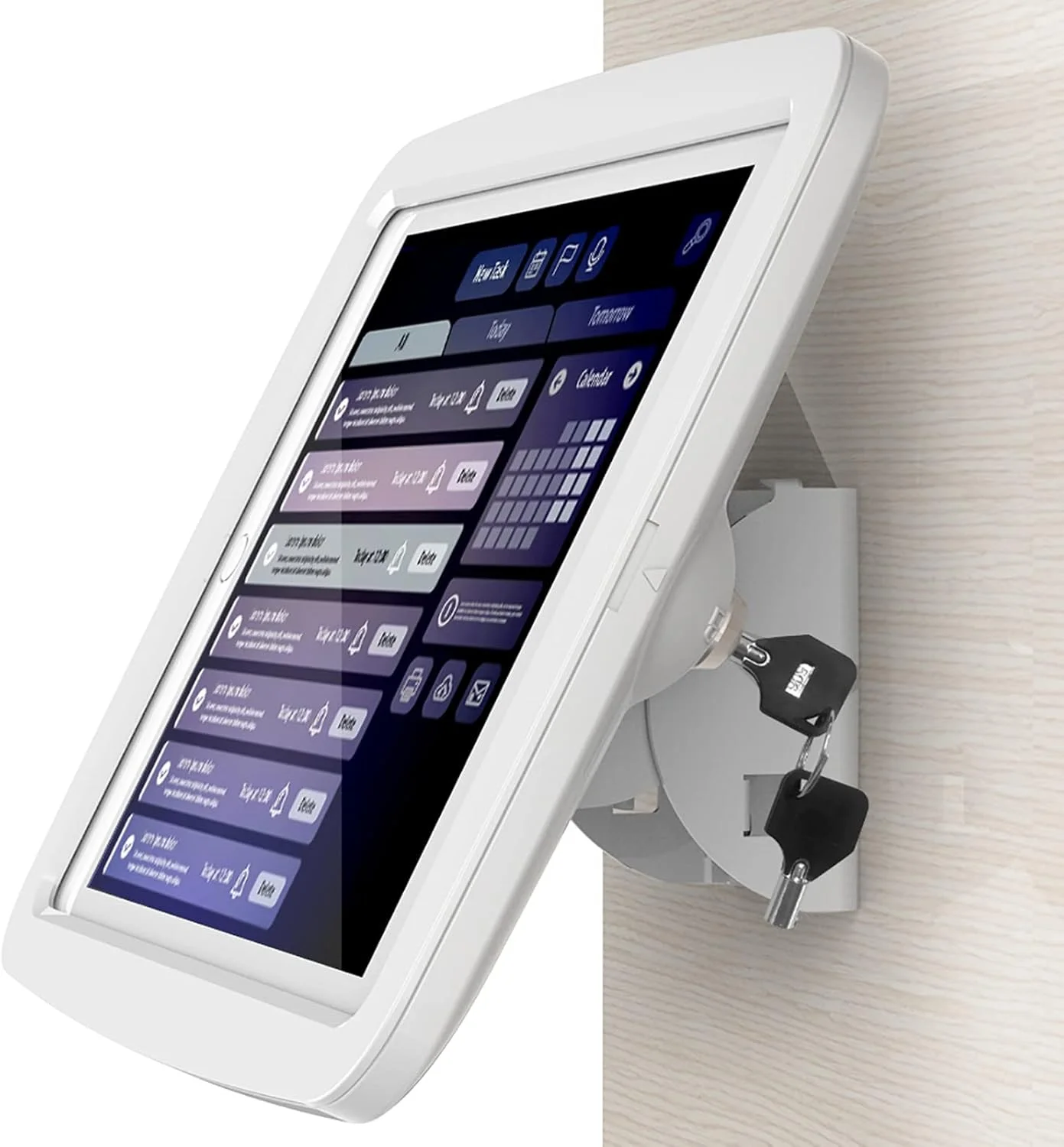 پایه دیواری تبلت سازگار با آیپد 10.2 اینچی نسل 7، 8 و 9، قفل‌دار، قابل تنظیم زاویه، ضد سرقت و ایمن
