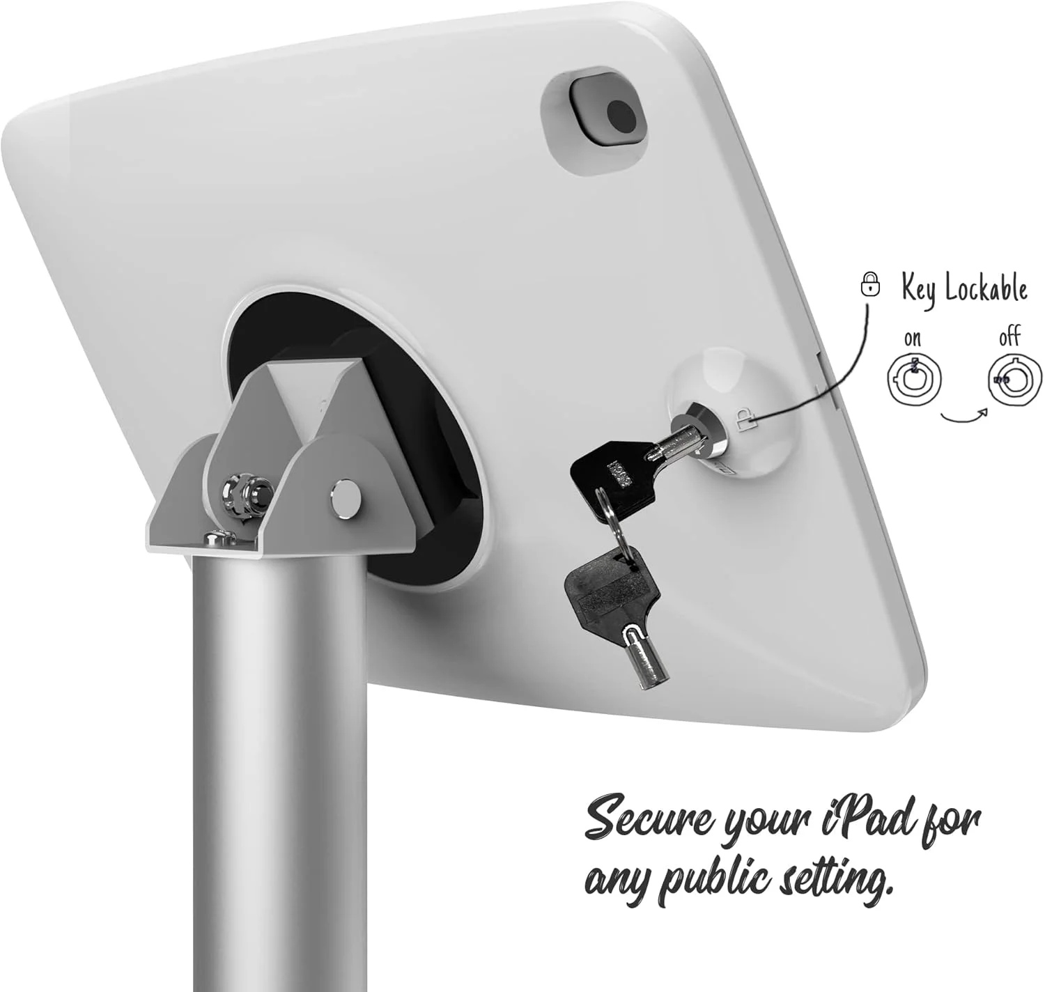 پایه ایستاده تبلت کیوسک قابل تنظیم - سازگار با آیپد 10.2 اینچی نسل 7، 8 و 9، چرخش 120 درجه قفل شونده، محفظه تبلت + میله آلومینیومی + پایه فلزی پایه ایستاده تبلت کیوسک قابل تنظیم - سازگار با آیپد 10.2 اینچی نسل 7، 8 و 9، چرخش 120 درجه قفل شونده، محفظه تبلت + میله آلومینیومی + پایه فلزی