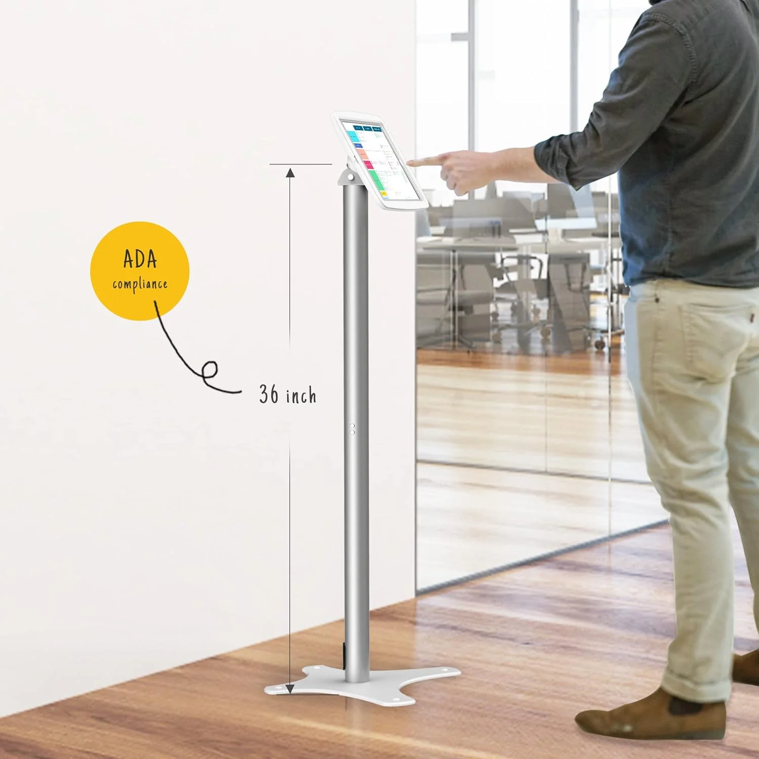 پایه ایستاده تبلت کیوسک قابل تنظیم - سازگار با آیپد 10.2 اینچی نسل 7، 8 و 9، چرخش 120 درجه قفل شونده، محفظه تبلت + میله آلومینیومی + پایه فلزی پایه ایستاده تبلت کیوسک قابل تنظیم - سازگار با آیپد 10.2 اینچی نسل 7، 8 و 9، چرخش 120 درجه قفل شونده، محفظه تبلت + میله آلومینیومی + پایه فلزی