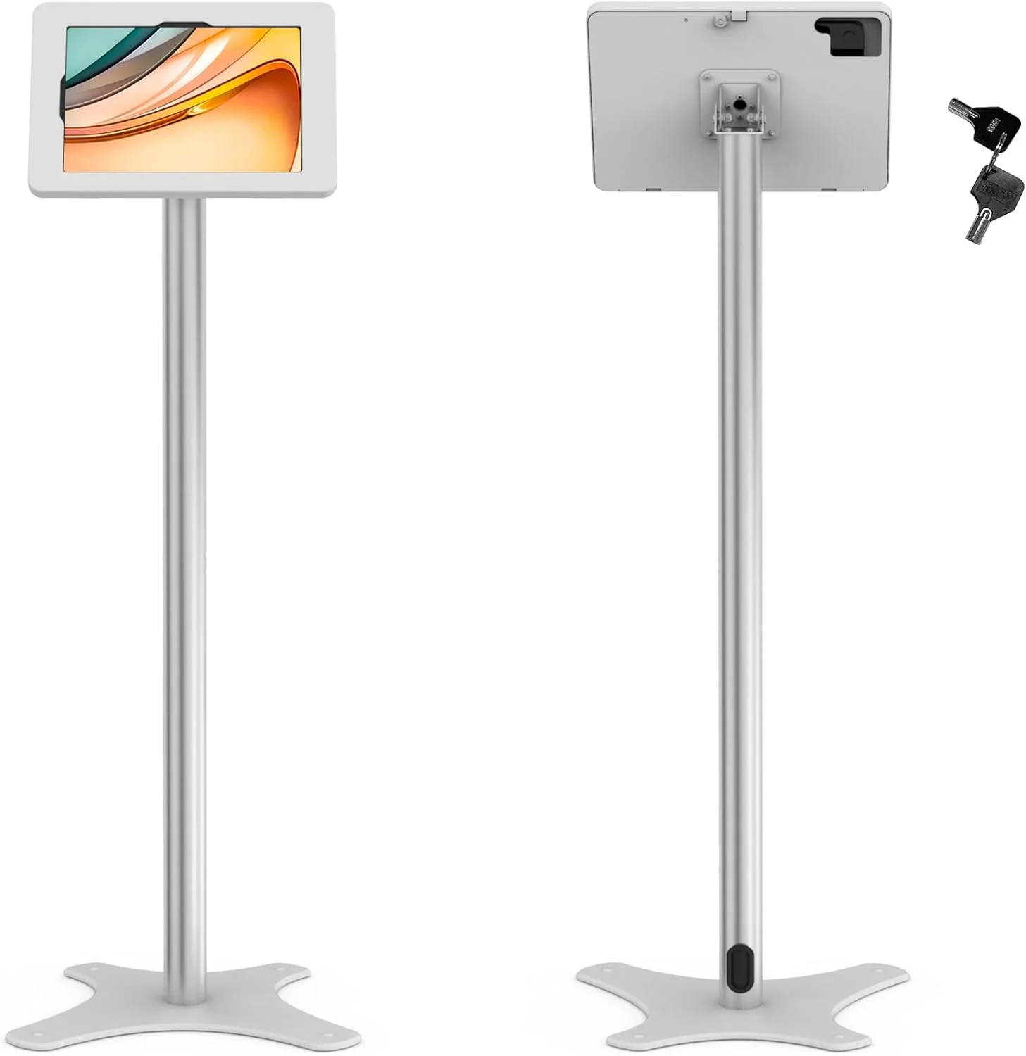 پایه ایستاده تبلت، محفظه فلزی قفل‌دار ضد سرقت + میله آلومینیومی + پایه فلزی، سازگار با آیپد 10.9 اینچی نسل 10، پرو 11 اینچی 1 2 3 4، ایر 4 5، ایر 11 اینچی، آیپد 11 اینچی (A16)