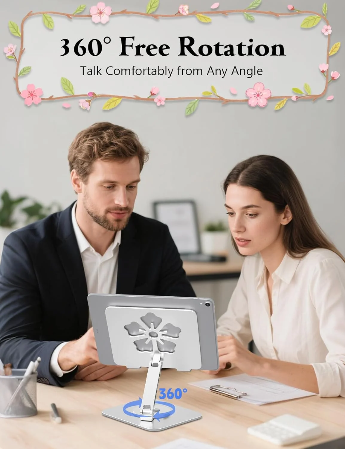 پایه تبلت چرخان 360 درجه آلومینیومی تاشو - پایه رومیزی قابل تنظیم | مناسب برای آیپد پرو 12.9/11، سامسونگ گلکسی تب - قابل حمل برای خانه، دفتر و مسافرت، نقره ای پایه تبلت چرخان 360 درجه آلومینیومی تاشو - پایه رومیزی قابل تنظیم | مناسب برای آیپد پرو 12.9/11، سامسونگ گلکسی تب - قابل حمل برای خانه، دفتر و مسافرت، نقره ای