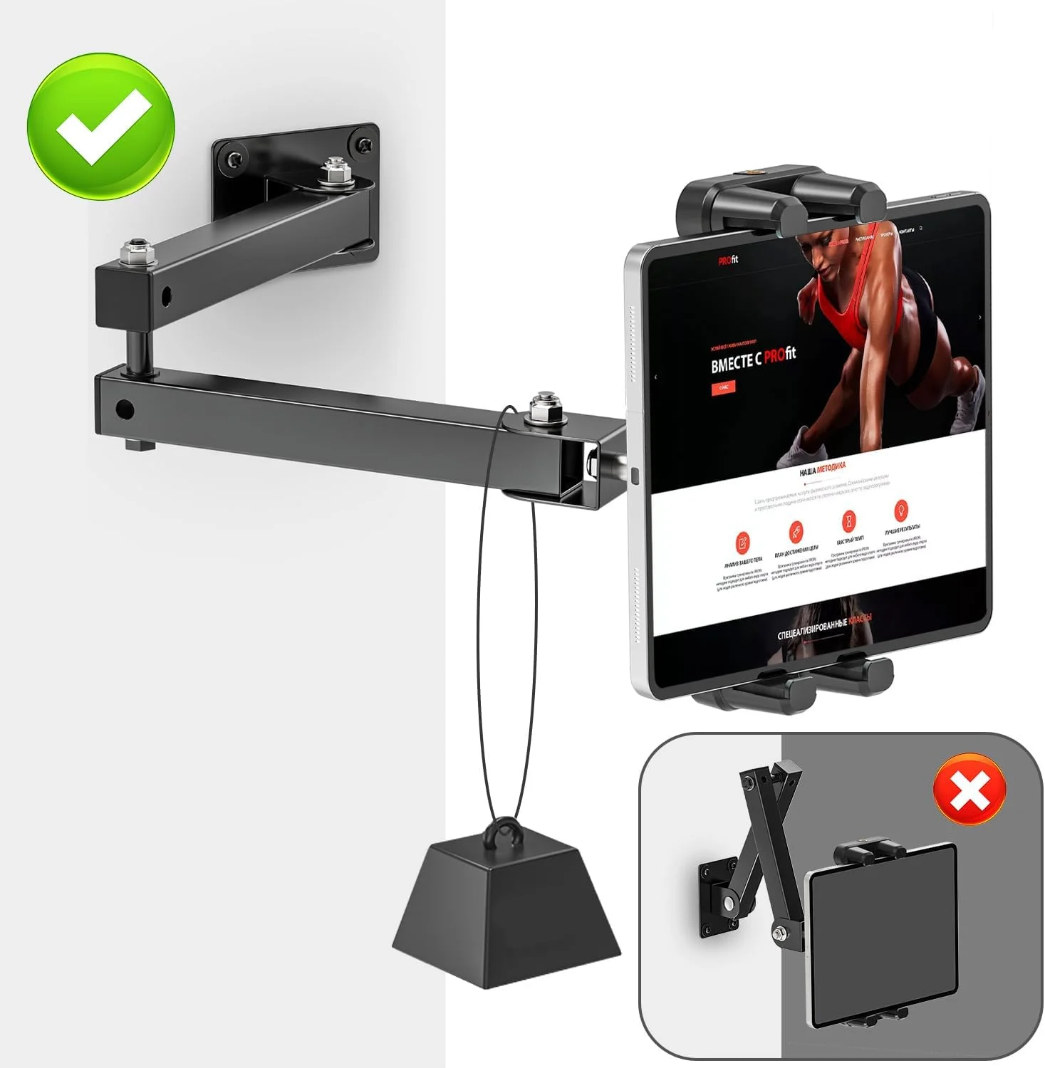 پایه دیواری تبلت تاشو، پایه فلزی مستحکم، استند نگهدارنده تبلت با چرخش 360 درجه با بازوی قابل افزایش 2 مرحله ای، براکت نگهدارنده دیواری آشپزخانه برای همه تبلت های 4.7-12.9 اینچی پایه دیواری تبلت تاشو، پایه فلزی مستحکم، استند نگهدارنده تبلت با چرخش 360 درجه با بازوی قابل افزایش 2 مرحله ای، براکت نگهدارنده دیواری آشپزخانه برای همه تبلت های 4.7-12.9 اینچی