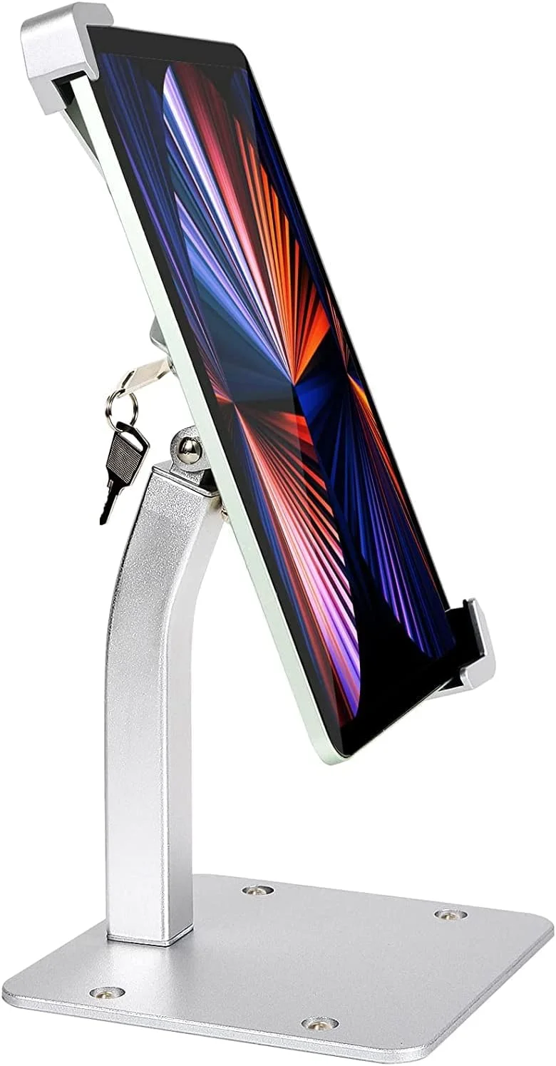 پایه رومیزی تبلت ضد سرقت وولیی، پایه نگهدارنده تبلت سنگین وزن برای پیشخوان، پایه نمایش تبلت POS با قفل و کلید امنیتی، سازگار با آیپد پرو/ایر/مینی، تبلت های گلکسی و سایر تبلت های 7-11 اینچی