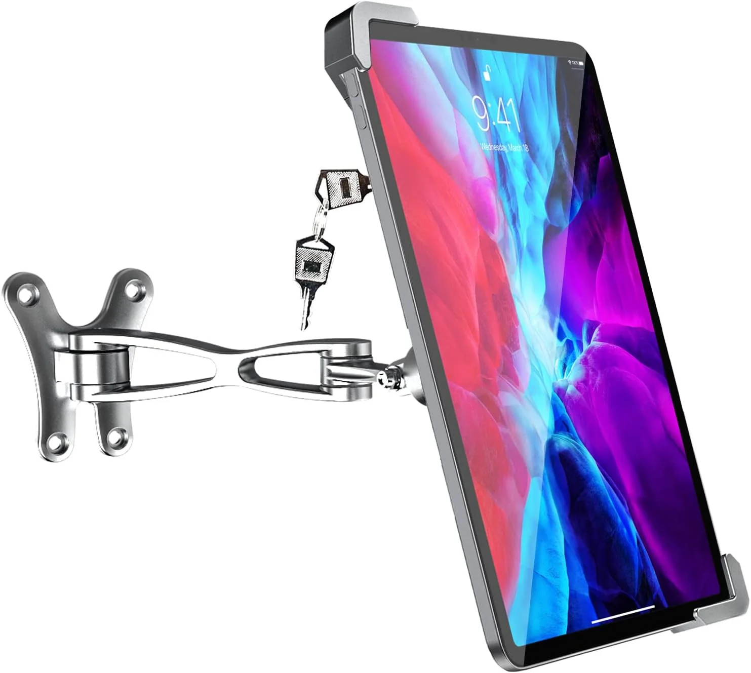 پایه دیواری تبلت ضد سرقت وولیی، نگهدارنده تبلت دیواری سنگین با قفل امنیتی و کلید، سازگار با آیپد پرو/ایر/مینی، تبلت های سامسونگ گلکسی، سرفیس و سایر تبلت های 7-11 اینچی