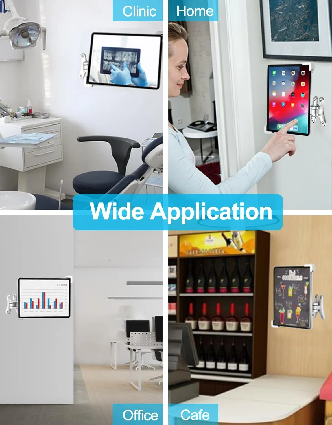 پایه دیواری تبلت ضد سرقت وولیی، نگهدارنده تبلت دیواری سنگین با قفل امنیتی و کلید، سازگار با آیپد پرو/ایر/مینی، تبلت های سامسونگ گلکسی، سرفیس و سایر تبلت های 7-11 اینچی
