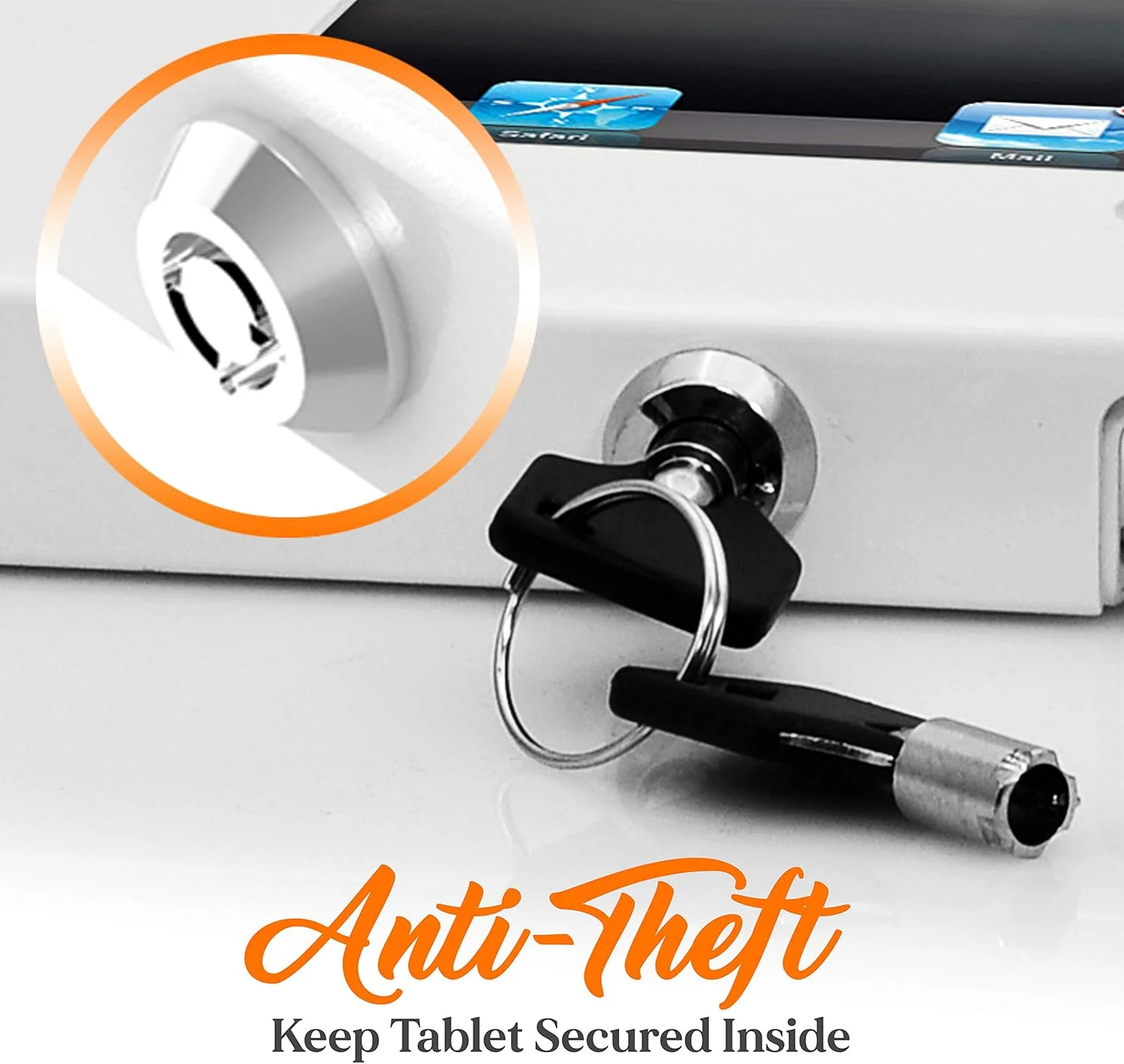 محفظه امنیتی ضد سرقت تبلت پایل - پایه دیواری فلزی سنگین وظیفه 11 اینچی Vesa کیوسک تبلت با قفل و کلید، نصب افقی و عمودی، برای تبلت های iPad 2، 3، 4، Air، Air 2 - PSPADLKW08W