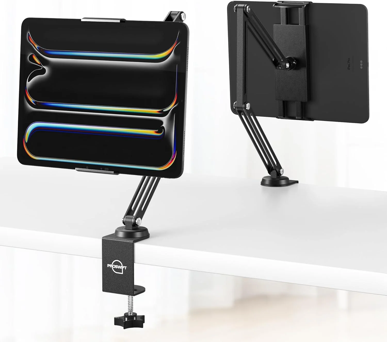 پایه تبلت برای آیپد، بازوی تبلت تاشو آلیاژ آلومینیوم، نگهدارنده آیپد برای میز سازگار با آیپد پرو ایر مینی، تبلت سامسونگ گلکسی، پایه مانیتور قابل حمل 5.1-9.8 اینچ قابل تنظیم