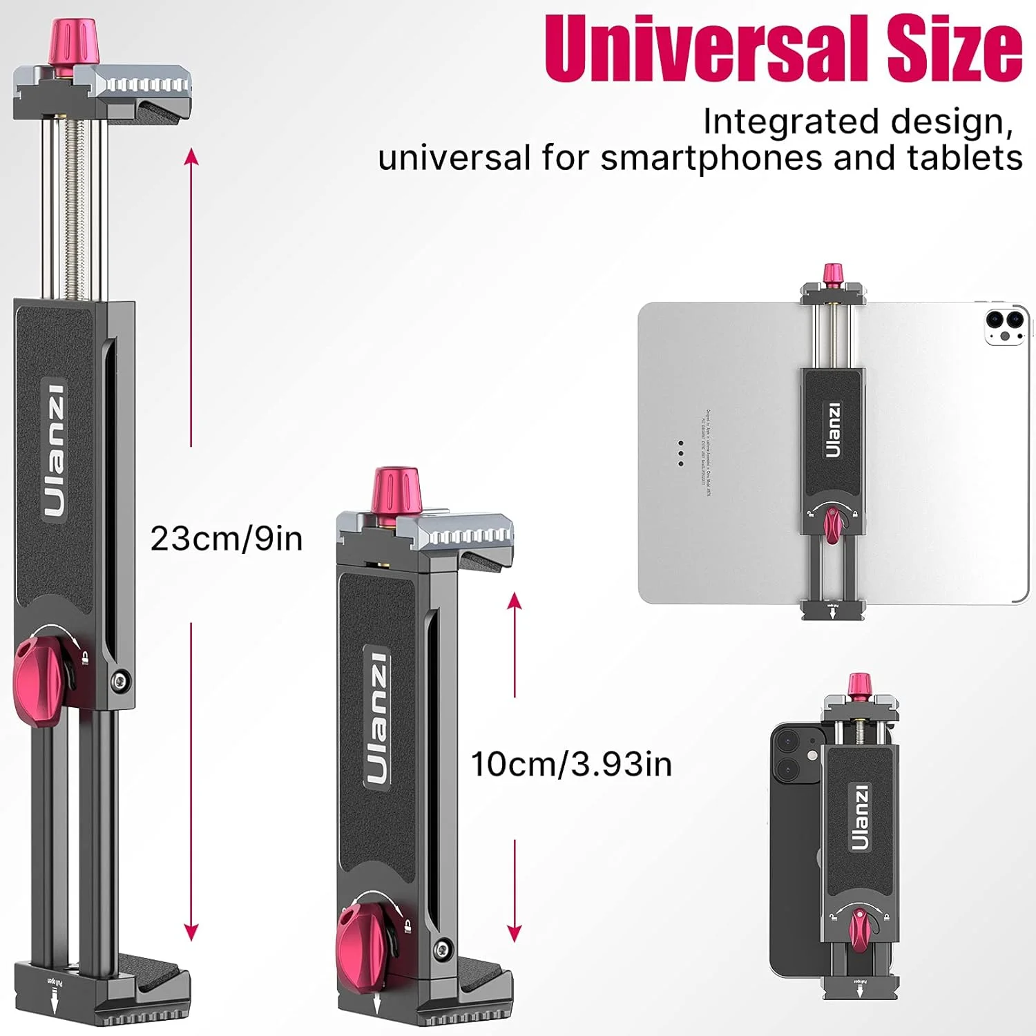نگهدارنده تبلت و موبایل آلومینیومی U-pad III - پایه فلزی 7.9 تا 12.9 اینچی با مانت Cold Shoe و Acra Swiss QR برای تبلت، موبایل و Air