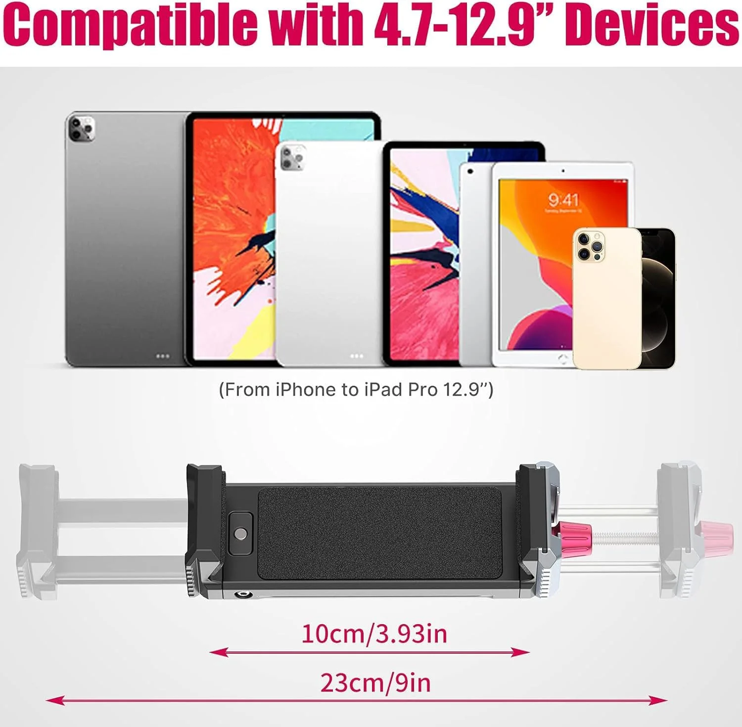 نگهدارنده تبلت و موبایل آلومینیومی U-pad III - پایه فلزی 7.9 تا 12.9 اینچی با مانت Cold Shoe و Acra Swiss QR برای تبلت، موبایل و Air