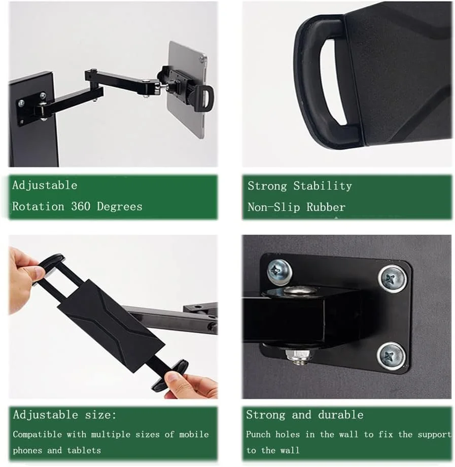 پایه دیواری تبلت چرخان آلومینیومی با قابلیت چرخش 360 درجه، پایه دیواری تبلت با بازوی قابل افزایش برای نصب تبلت/گوشی 7 تا 13 اینچی روی دیوار آشپزخانه پایه دیواری تبلت چرخان آلومینیومی با قابلیت چرخش 360 درجه، پایه دیواری تبلت با بازوی قابل افزایش برای نصب تبلت/گوشی 7 تا 13 اینچی روی دیوار آشپزخانه