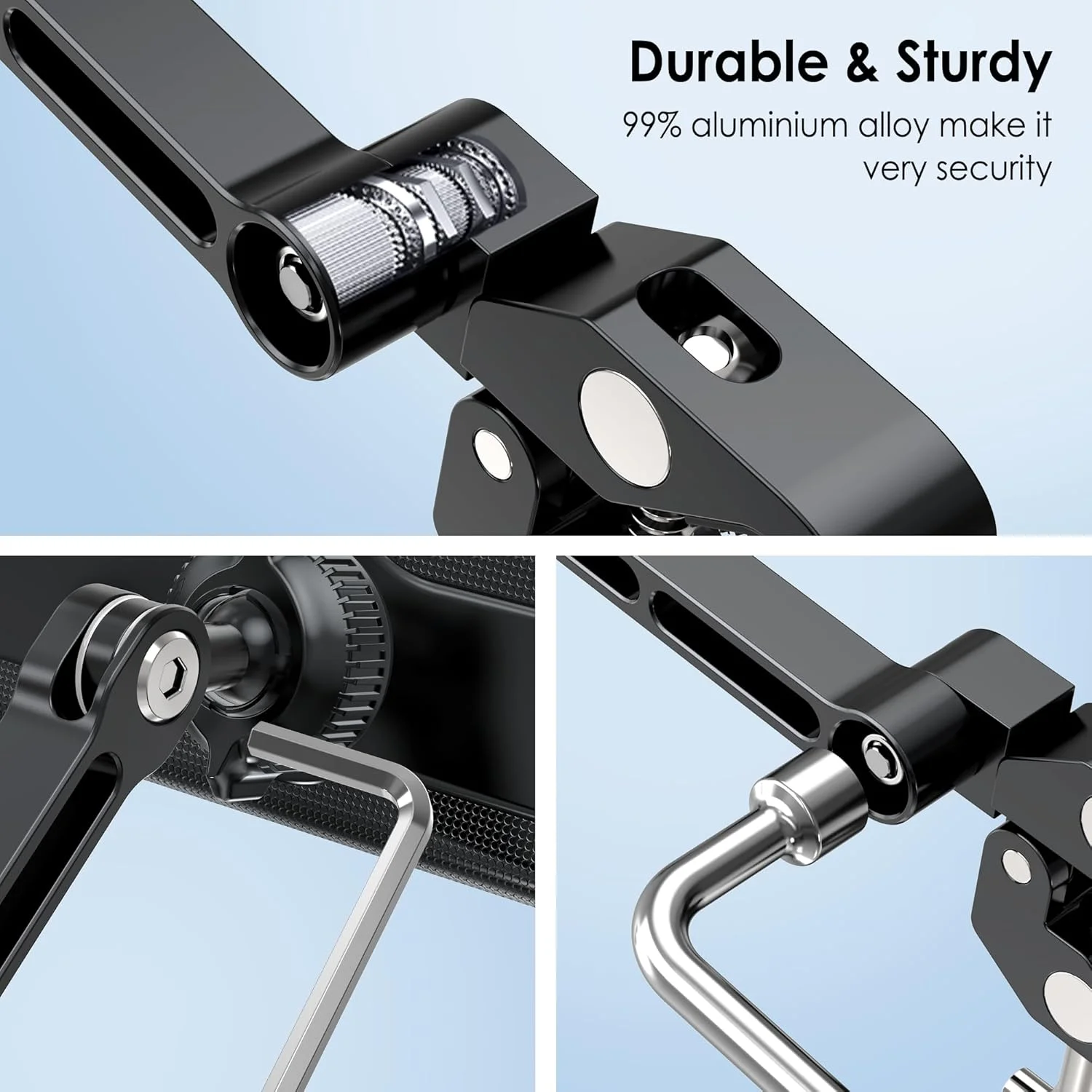 نگهدارنده تبلت آلومینیومی گیره دار برای دوچرخه ثابت، تردمیل، کالسکه، دوچرخه داخل سالن، الپتیکال - سازگار با تبلت های 4.7-13 اینچی، آیپد پرو، ایر، مینی، گلکسی تب نگهدارنده تبلت آلومینیومی گیره دار برای دوچرخه ثابت، تردمیل، کالسکه، دوچرخه داخل سالن، الپتیکال - سازگار با تبلت های 4.7-13 اینچی، آیپد پرو، ایر، مینی، گلکسی تب