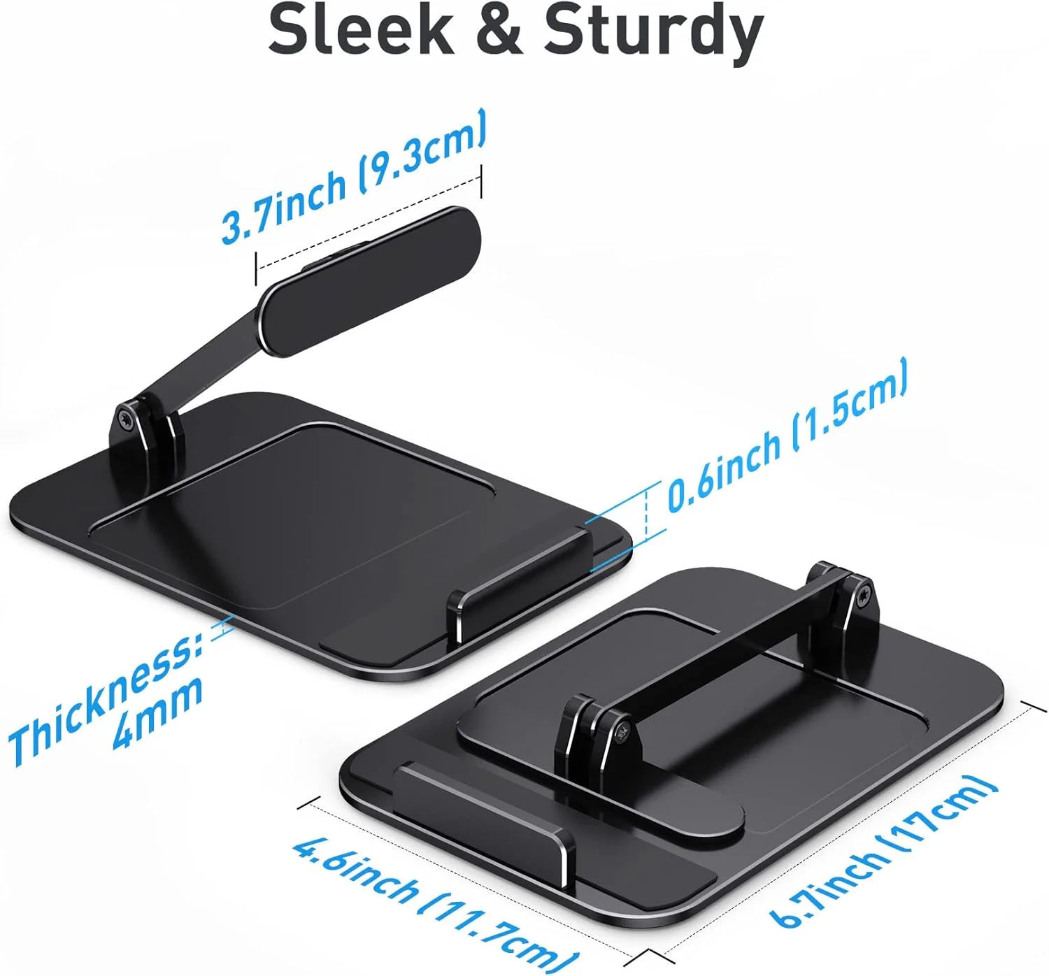 پایه آلومینیومی الموز شو 15، پایه شیب دار برای نمایشگر هوشمند 15.6 اینچی و آیپد/تبلت تا 18 اینچ، دارای سینی ذخیره سازی، اندازه جمع و جور، بادوام و پایدار (مشکی)