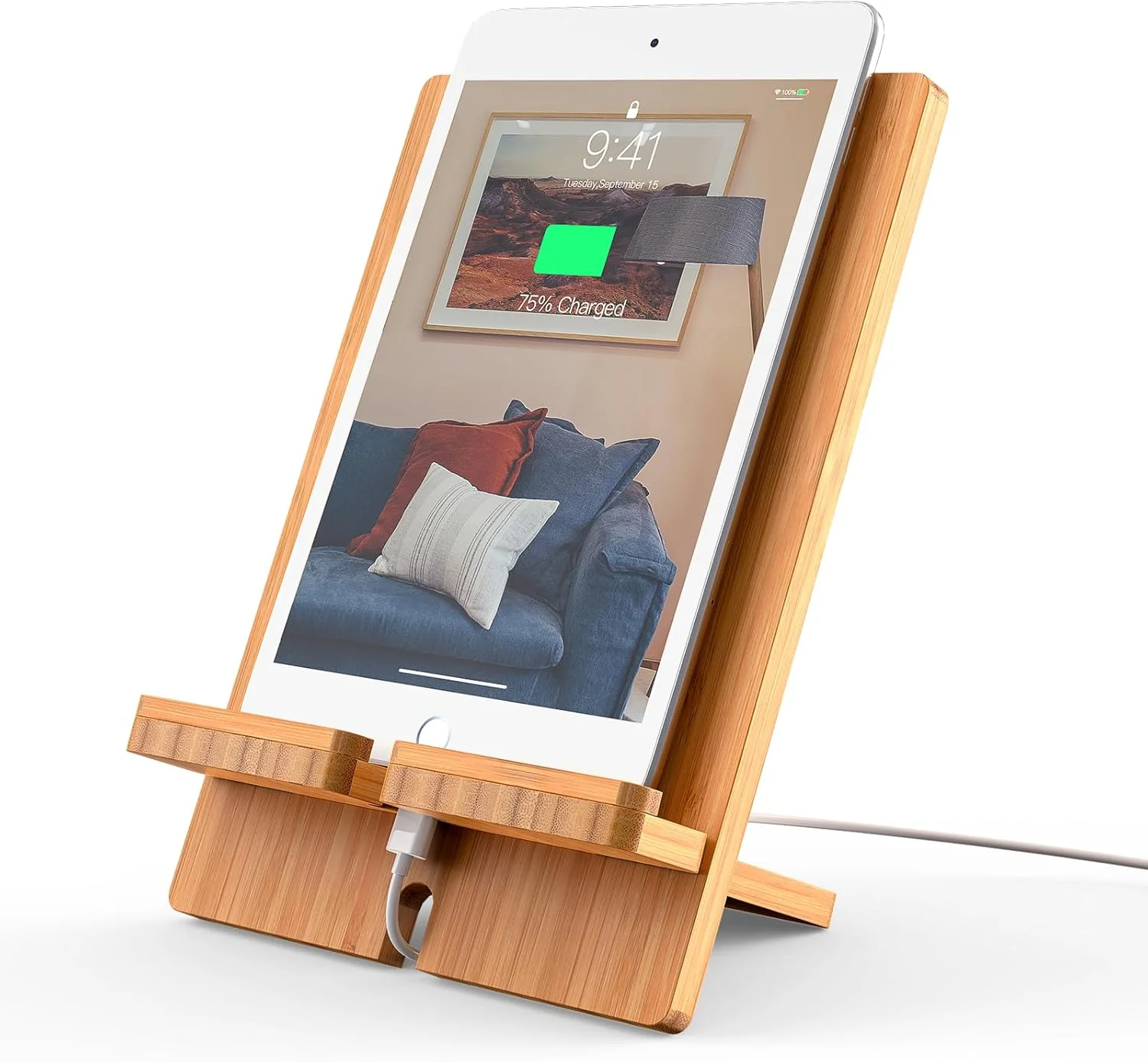 پایه تبلت بامبو قابل تنظیم Pezin & Hulin، پایه نگهدارنده تلفن همراه رومیزی سازگار با پد 9.7، 10.5، 12.9، Air 2 3 4 Mini، کتابخوان الکترونیکی، تلفن 8 Plus X XS Max XR (پشتیبانی از دستگاه های 4.7-13 اینچی)