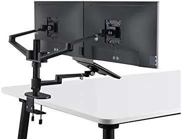 پایه نگهدارنده رومیزی قابل تنظیم ارتفاع با 4 بازو برای لپ تاپ های 10 تا 17 اینچی و مانیتور دوتایی (11-27 اینچ)، سازگار با مک بوک، آیپد پرو، آیپد ایر، آیپد مینی، تبلت های 9 تا 13 اینچی (مشکی)