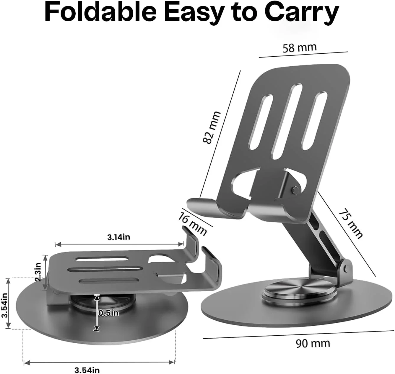 پایه نگهدارنده تبلت و گوشی فلزی قابل تنظیم با قابلیت چرخش 360 درجه - پایه رومیزی تاشو و جهانی - سازگار با دستگاه های آیفون، آیپد، سامسونگ (بنفش روشن)