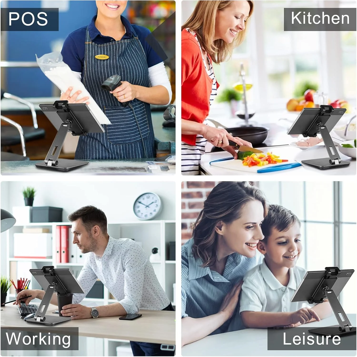 پایه تبلت قابل تنظیم و تاشو، نگهدارنده تبلت آلومینیومی سنگین با قابلیت چرخش 360 درجه برای میز، سازگار با آیپد پرو/ایر/مینی، گلکسی تب، سرفیس پرو، کیندل فایر (7-13 اینچ) (خاکستری تیره)