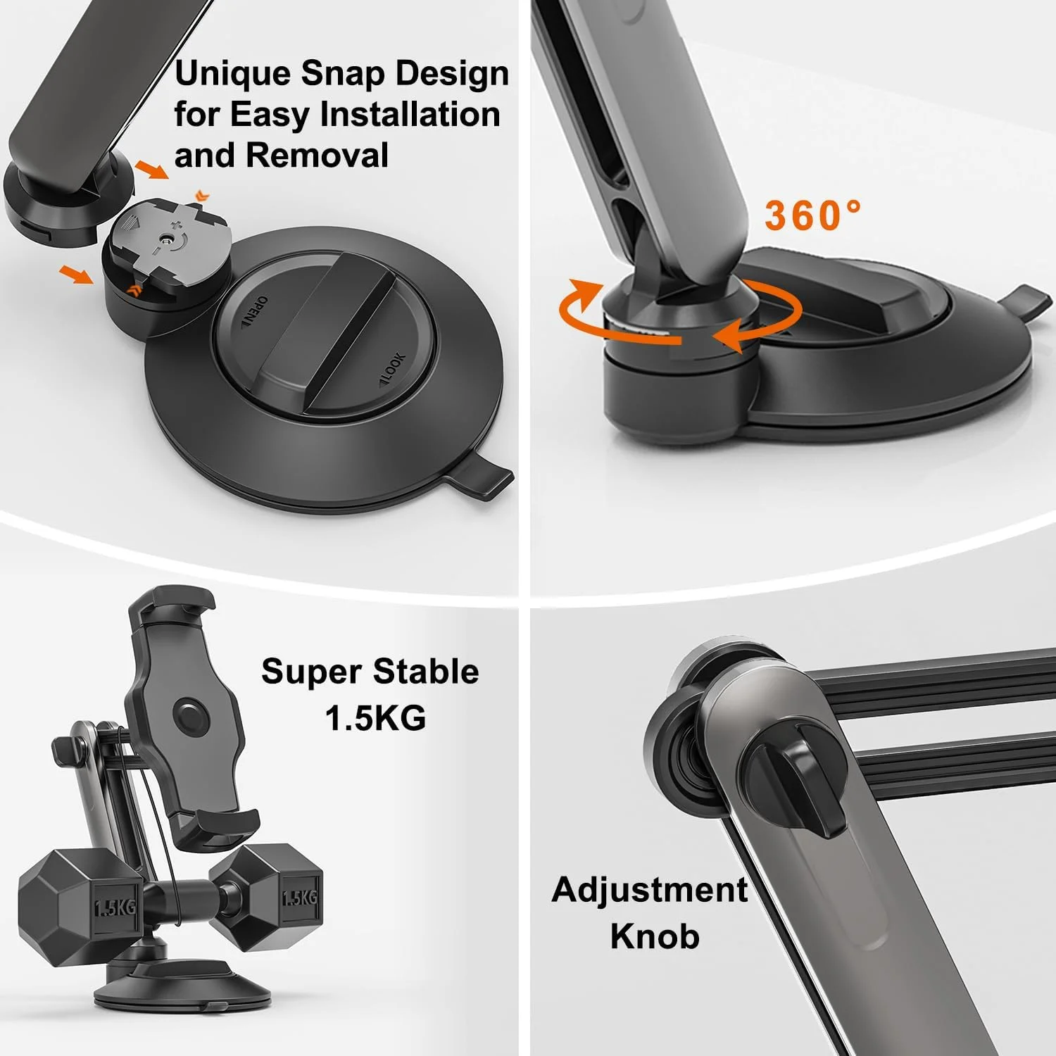 پایه تبلت برای میز، پایه داشبوردی تبلت با قابلیت تنظیم ارتفاع و با مکنده 4 اینچی برای میز، پنجره، آینه، داشبورد ماشین و کامیون، پایه مکنده آیپد با قابلیت چرخش 360 درجه برای تبلت ها و تلفن های هوشمند 4.7 تا 12.9 اینچی