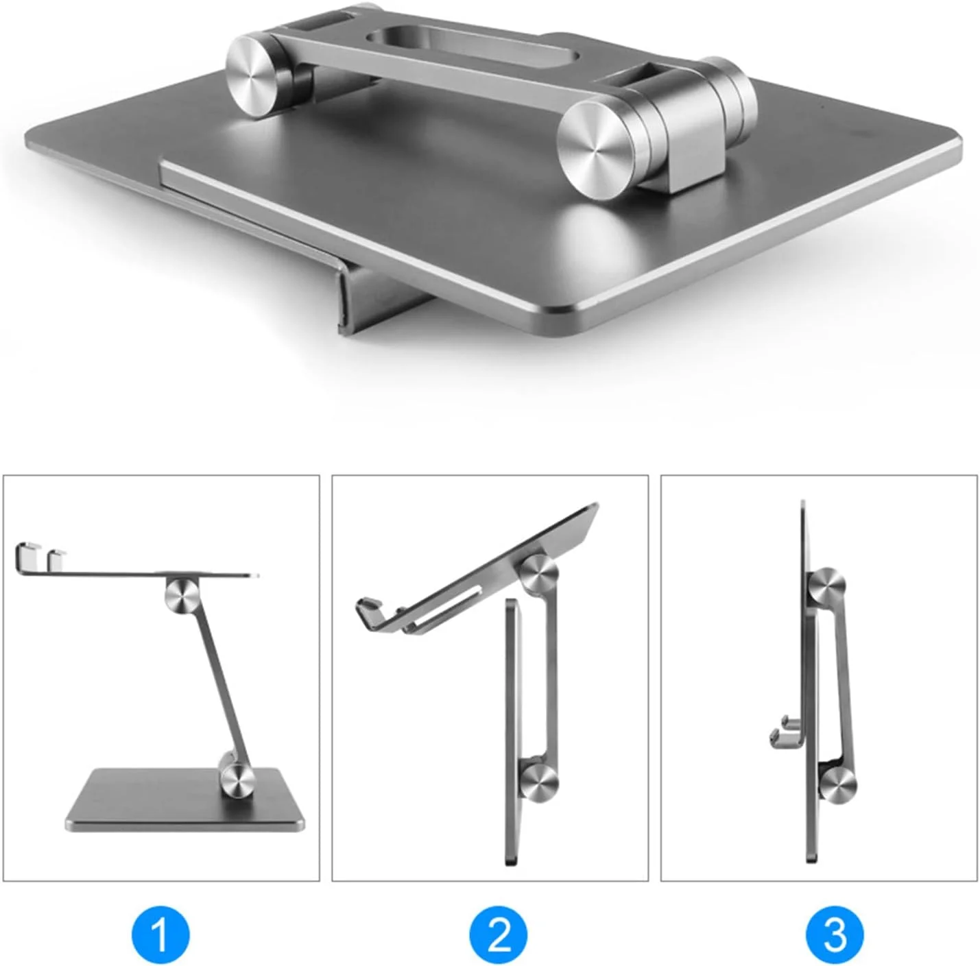 پایه تبلت قابل تنظیم، نگهدارنده تبلت آلیاژ آلومینیوم تاشو ضد لغزش رومیزی، قابل حمل با ظرفیت باربری قوی برای تبلت، تلفن همراه