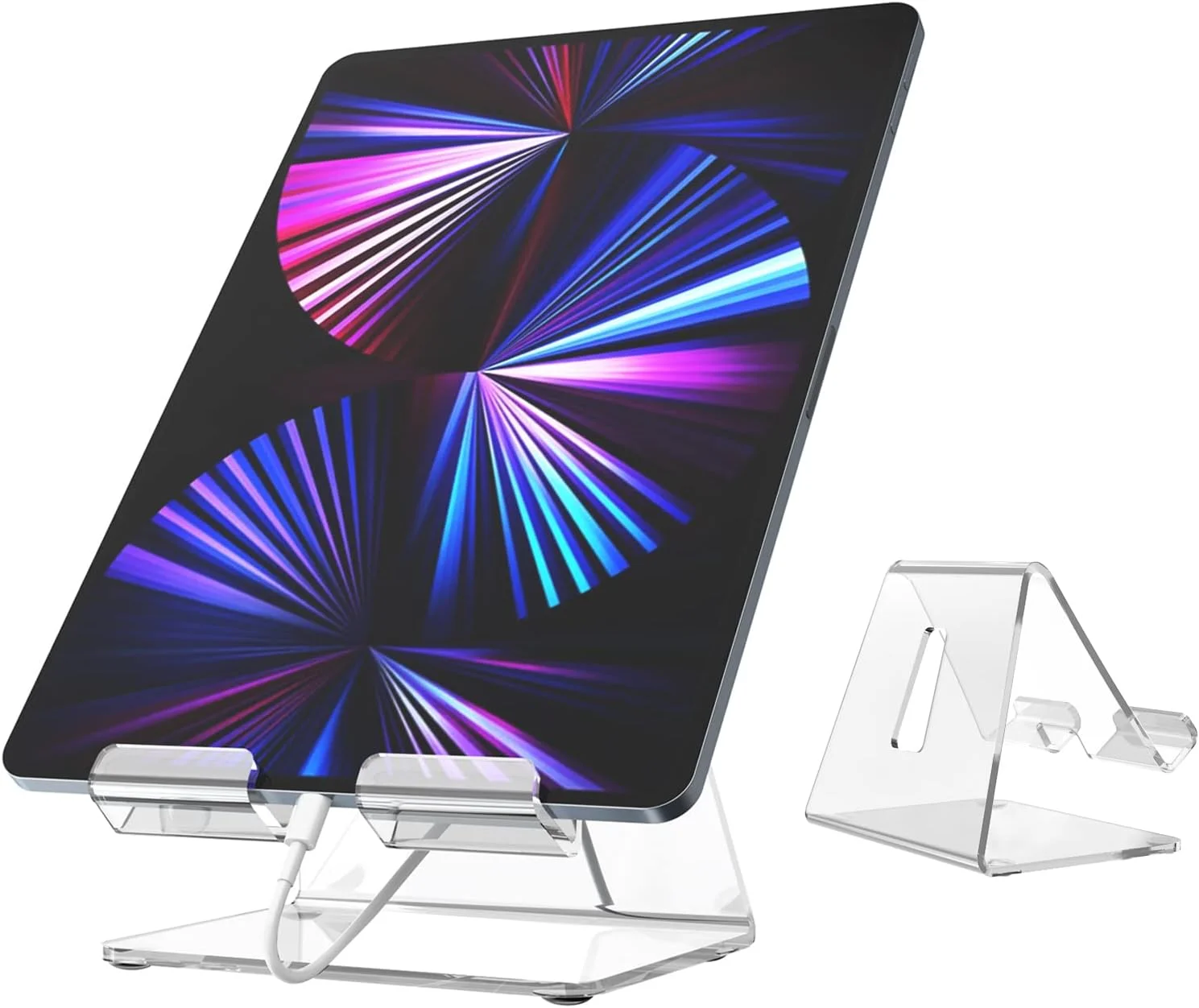 پایه رومیزی اکریلیک، نگهدارنده تبلت شفاف، پایه آیپد رومیزی، سازگار با تبلت های 4 تا 13 اینچ پایه رومیزی اکریلیک، نگهدارنده تبلت شفاف، پایه آیپد رومیزی، سازگار با تبلت های 4 تا 13 اینچ
