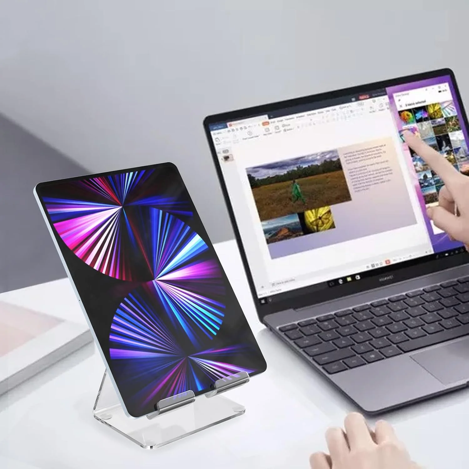 پایه رومیزی اکریلیک، نگهدارنده تبلت شفاف، پایه آیپد رومیزی، سازگار با تبلت های 4 تا 13 اینچ پایه رومیزی اکریلیک، نگهدارنده تبلت شفاف، پایه آیپد رومیزی، سازگار با تبلت های 4 تا 13 اینچ