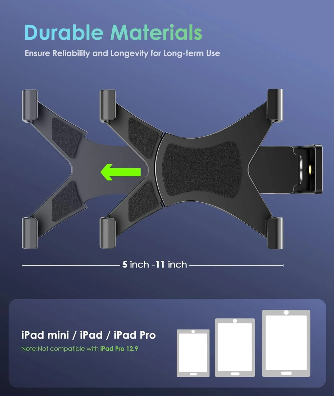 آداپتور اتصال سه پایه آیپد 6amLifestyle با سر توپی چرخان 360 درجه، نگهدارنده آیپد برای سه پایه، مناسب برای تبلت های 5 تا 11 اینچی برای ضبط ویدیو، سازگار با مینی، ایر، پرو 9.7/10.5/11