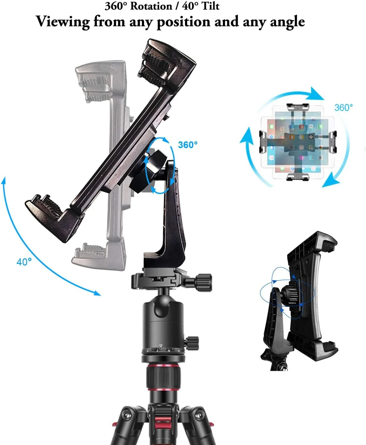 آداپتور پایه نگهدارنده تبلت آیپد با قابلیت چرخش 360 درجه و گیره یونیورسال به همراه ریموت بلوتوث برای آیپد پرو 12.9 11 10.5، آیپد ایر مینی، سرفیس تب، گلکسی تب و تبلت های 3.5 تا 13.5 اینچی آداپتور پایه نگهدارنده تبلت آیپد با قابلیت چرخش 360 درجه و گیره یونیورسال به همراه ریموت بلوتوث برای آیپد پرو 12.9 11 10.5، آیپد ایر مینی، سرفیس تب، گلکسی تب و تبلت های 3.5 تا 13.5 اینچی