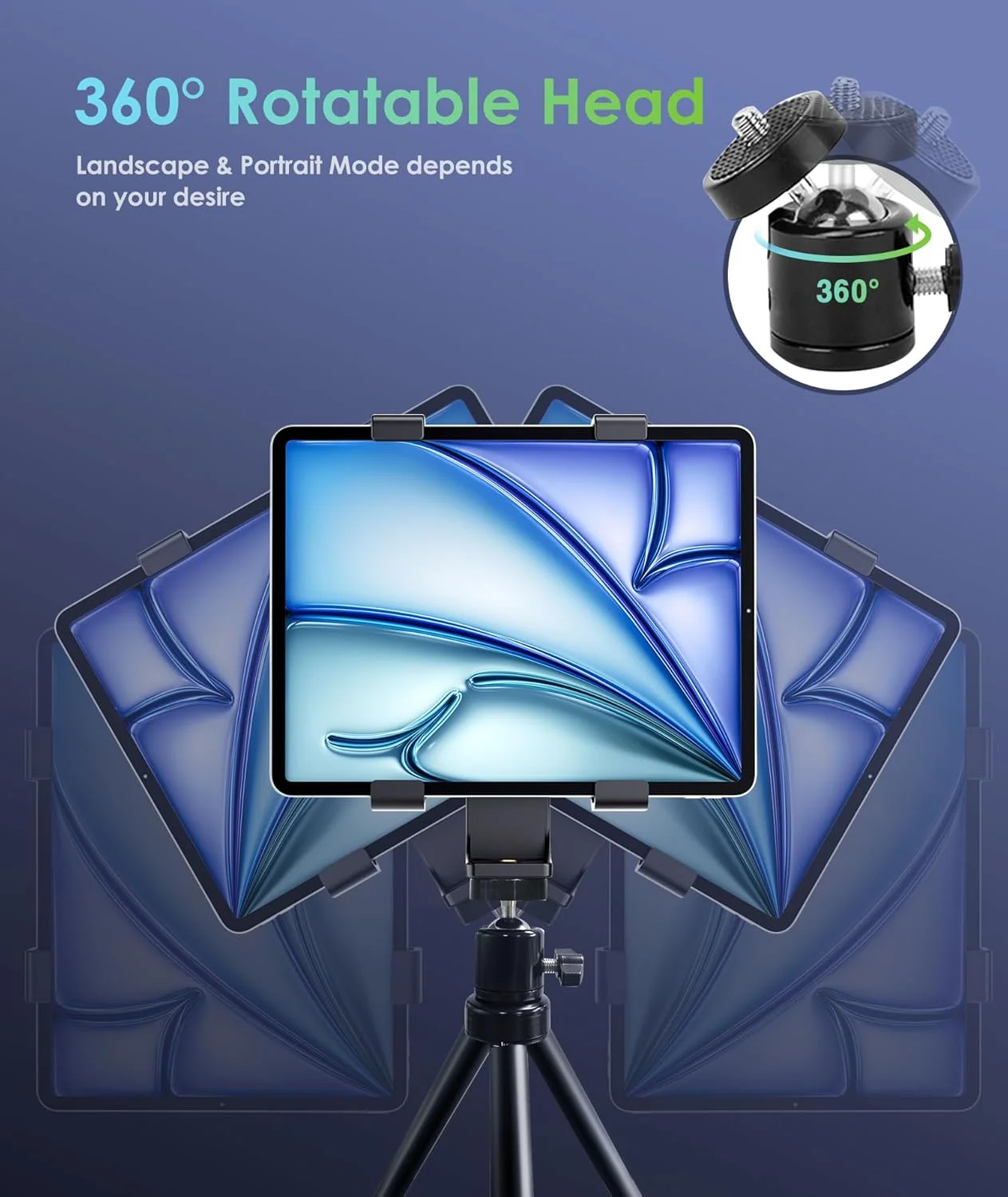 آداپتور اتصال سه پایه آیپد 6amLifestyle با سر توپی چرخان 360 درجه، نگهدارنده آیپد برای سه پایه، مناسب برای تبلت های 5 تا 11 اینچی برای ضبط ویدیو، سازگار با مینی، ایر، پرو 9.7/10.5/11