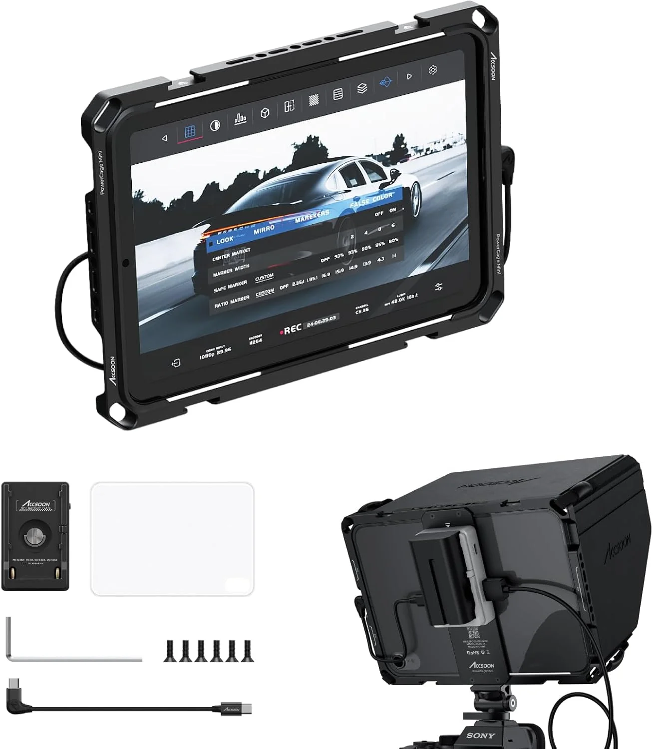 محافظ پاور کیج مینی Accsoon برای آیپد مینی 6/7 (A17 Pro) به همراه آفتابگیر، تثبیت کننده ویدئویی آیپد با آداپتور صفحه باتری NP-F، سازگار با SeeMo 4K/CineView برای پخش زنده/ضبط/نظارت ویدئو محافظ پاور کیج مینی Accsoon برای آیپد مینی 6/7 (A17 Pro) به همراه آفتابگیر، تثبیت کننده ویدئویی آیپد با آداپتور صفحه باتری NP-F، سازگار با SeeMo 4K/CineView برای پخش زنده/ضبط/نظارت ویدئو