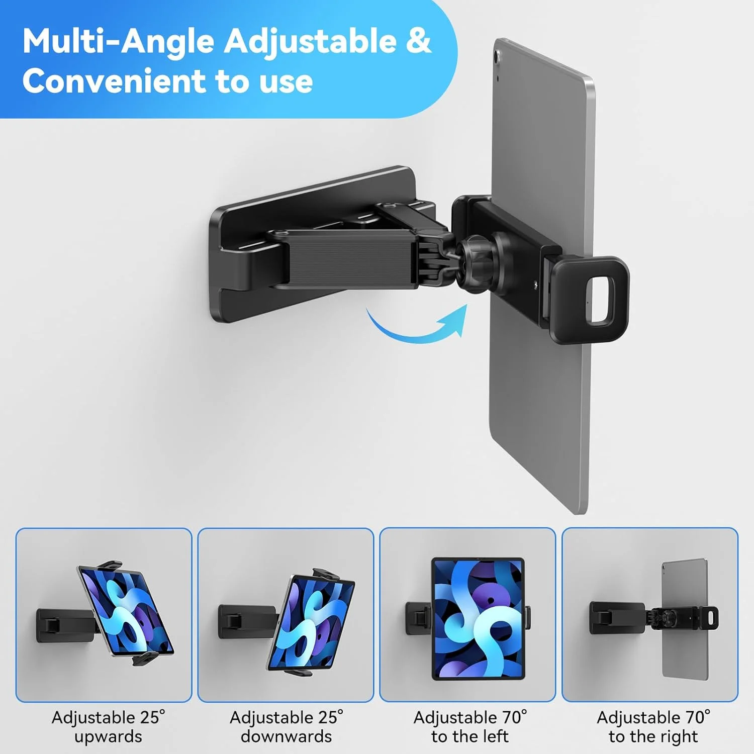 پایه نگهدارنده دیواری تبلت aceyoon، با قابلیت چرخش 360 درجه، قابل تنظیم و تاشو، بدون آسیب رساندن به دیوار، مناسب برای پد، تلفن هوشمند و کتابخوان الکترونیکی 4.7-12.9 اینچی، برای آشپزخانه و اتاق خواب پایه نگهدارنده دیواری تبلت aceyoon، با قابلیت چرخش 360 درجه، قابل تنظیم و تاشو، بدون آسیب رساندن به دیوار، مناسب برای پد، تلفن هوشمند و کتابخوان الکترونیکی 4.7-12.9 اینچی، برای آشپزخانه و اتاق خواب